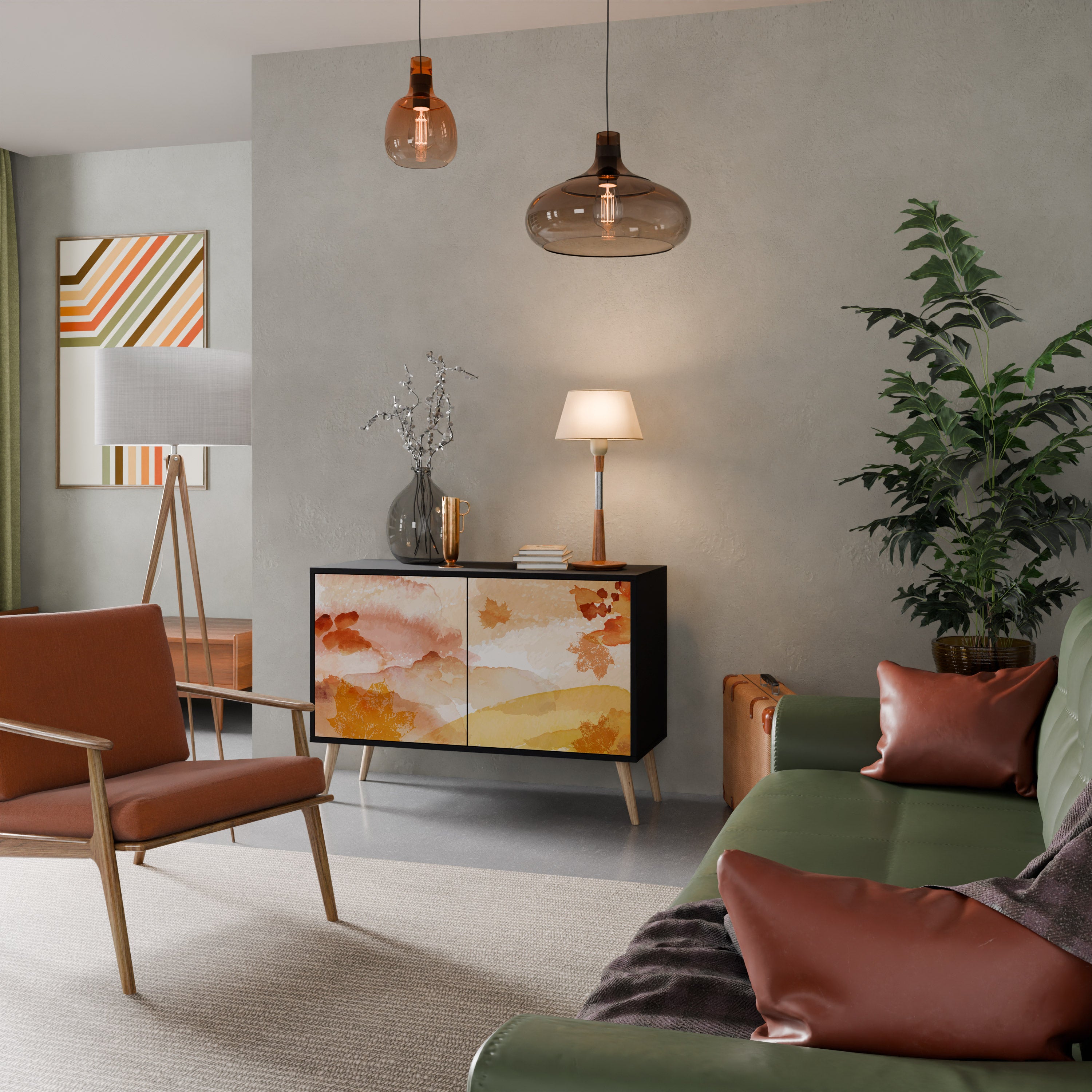 TRACES OF AUTUMN 2-Door Sideboard in Black Finish