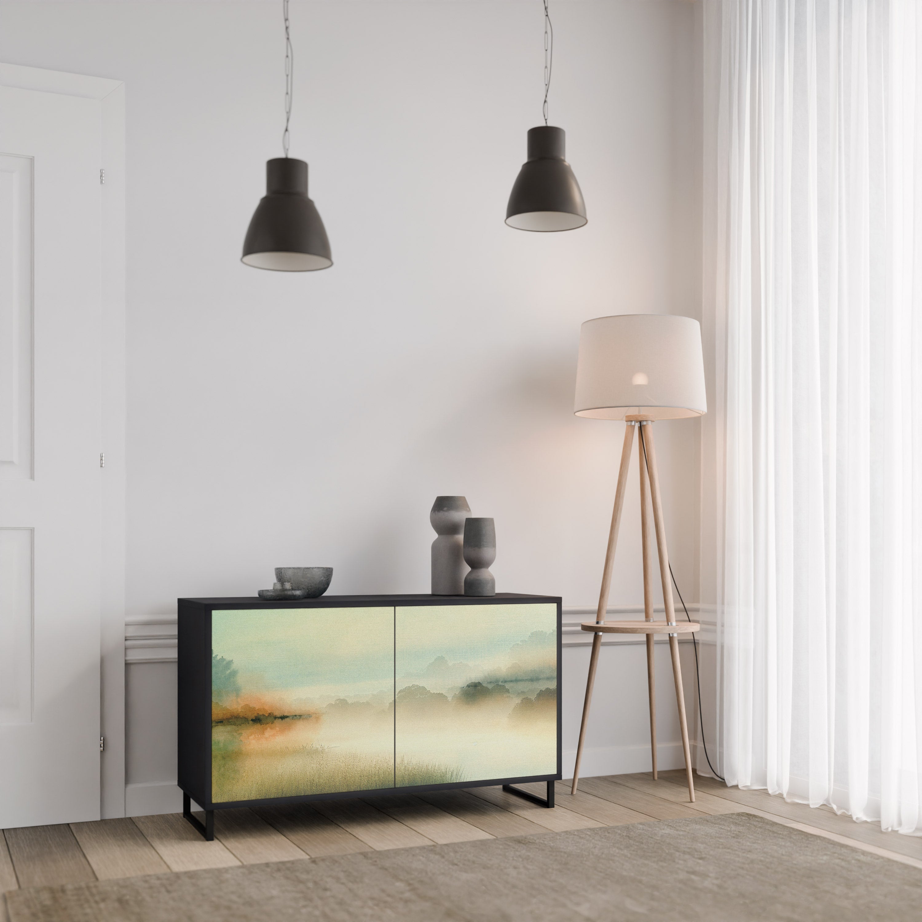 MORNING BY THE LAKE 2-Door Sideboard in Black Finish