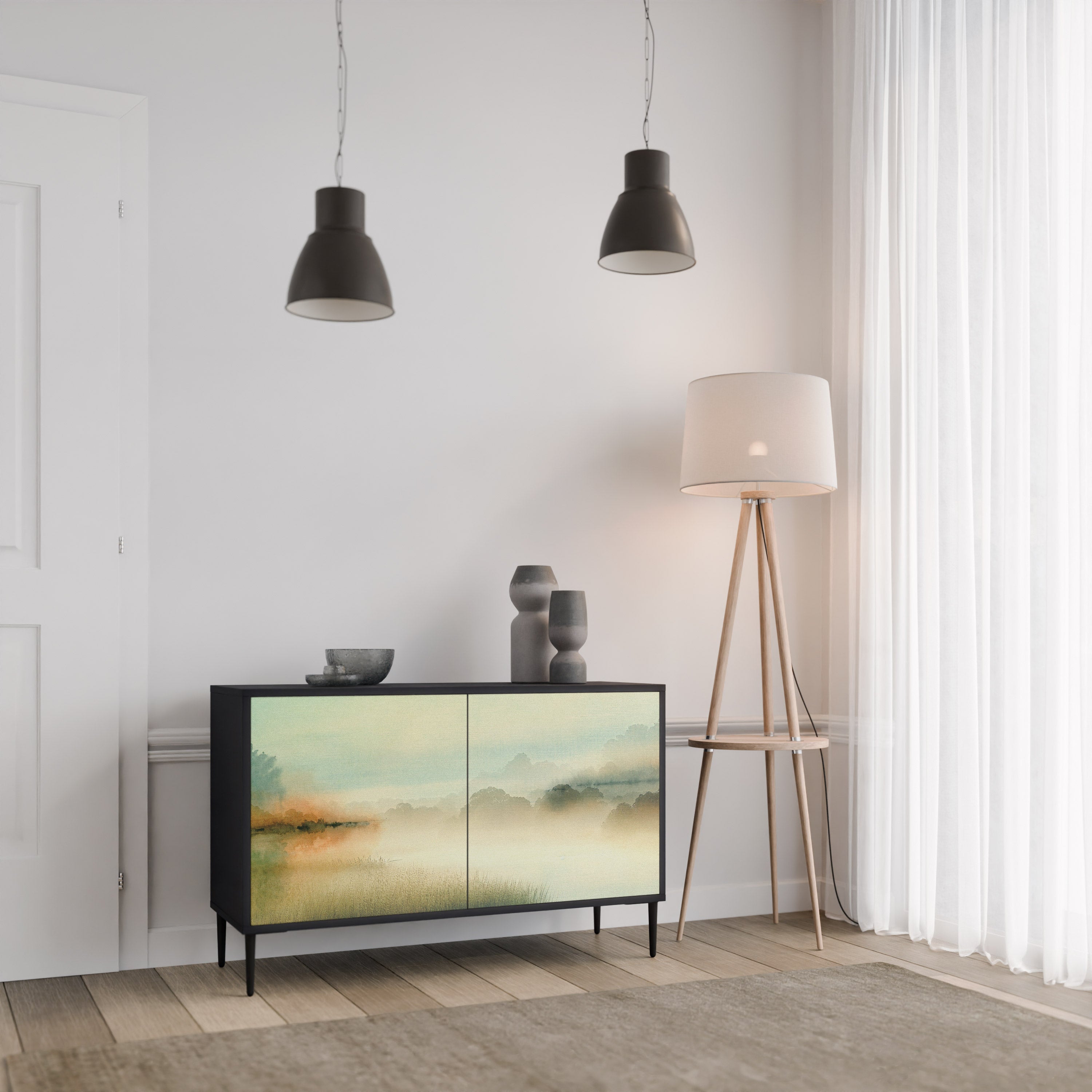 MORNING BY THE LAKE 2-Door Sideboard in Black Finish