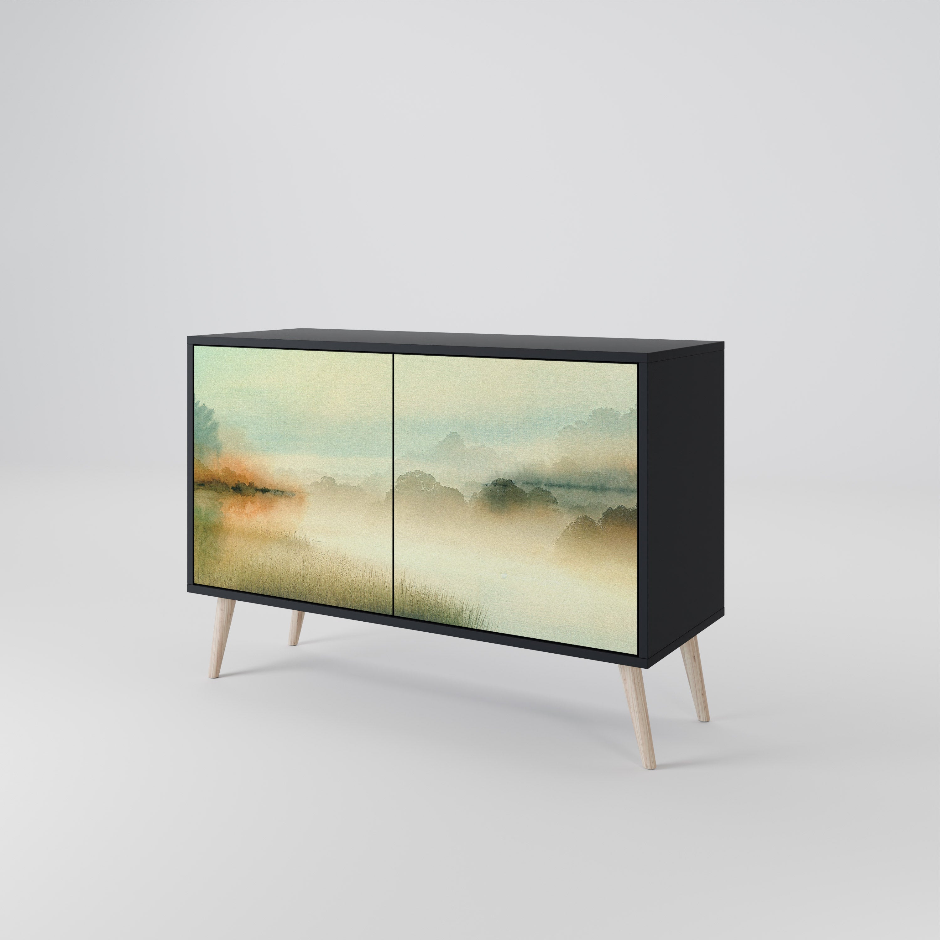 MORNING BY THE LAKE 2-Door Sideboard in Black Finish