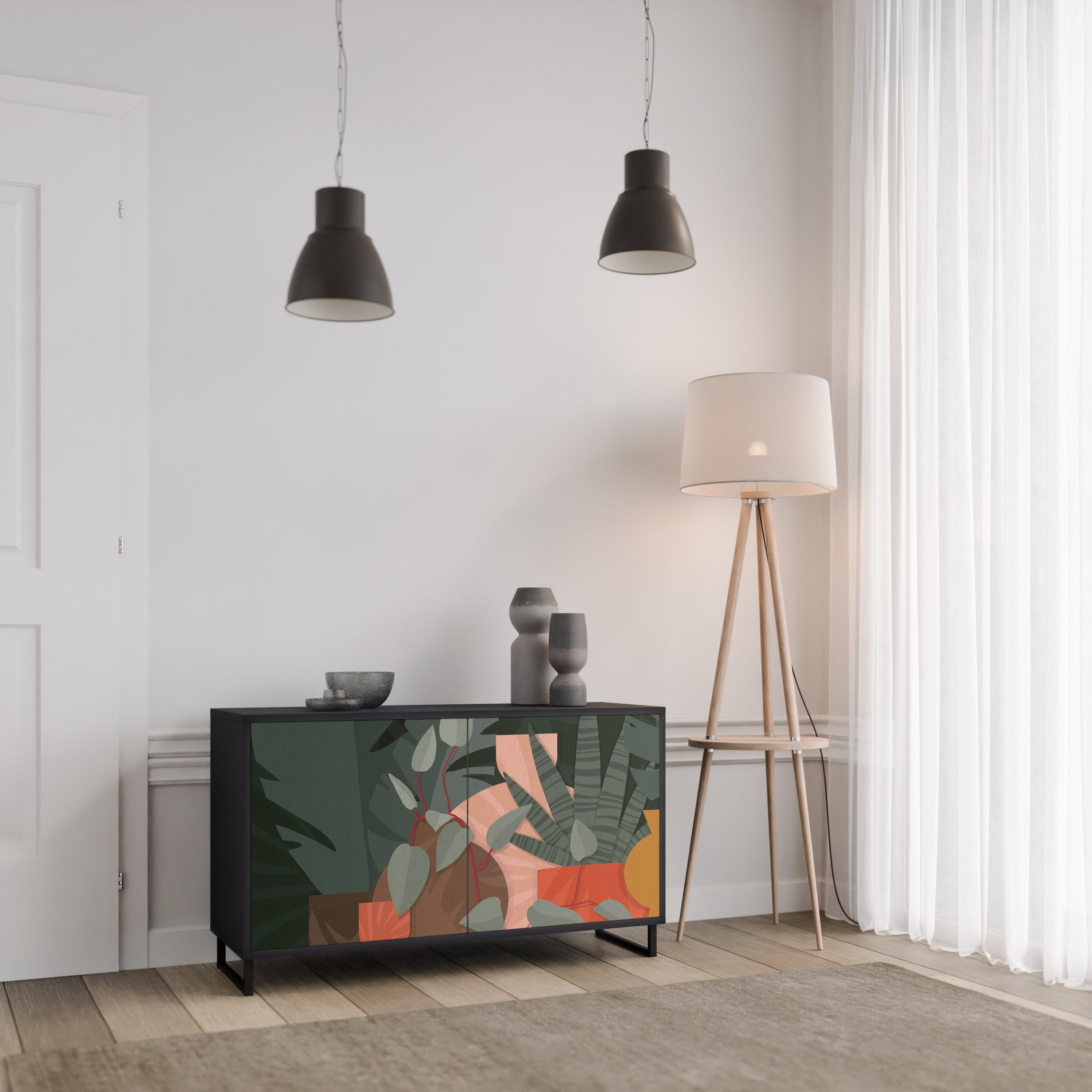 TROPICAL COMPOSITION 2-Door Sideboard in Black Finish