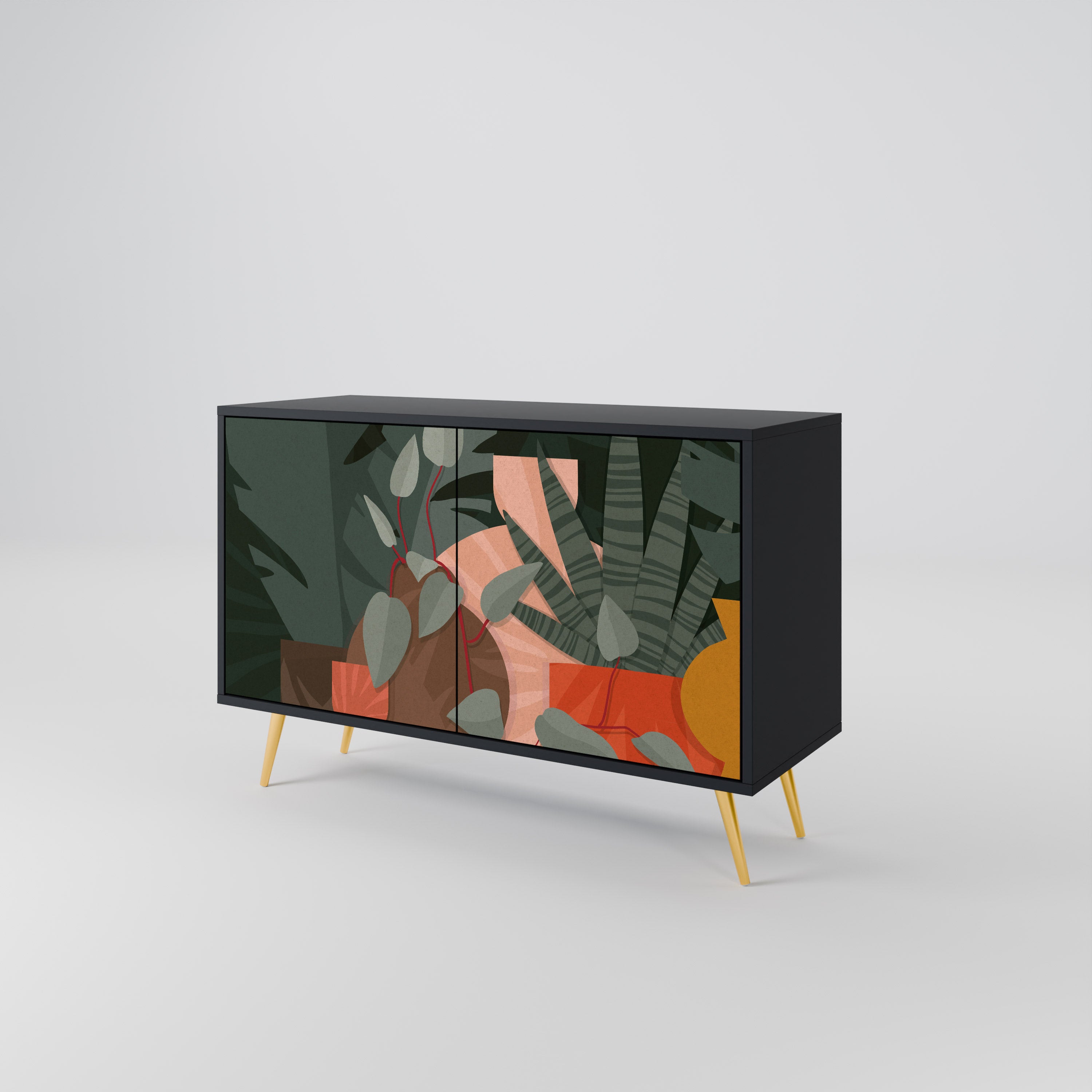 TROPICAL COMPOSITION 2-Door Sideboard in Black Finish