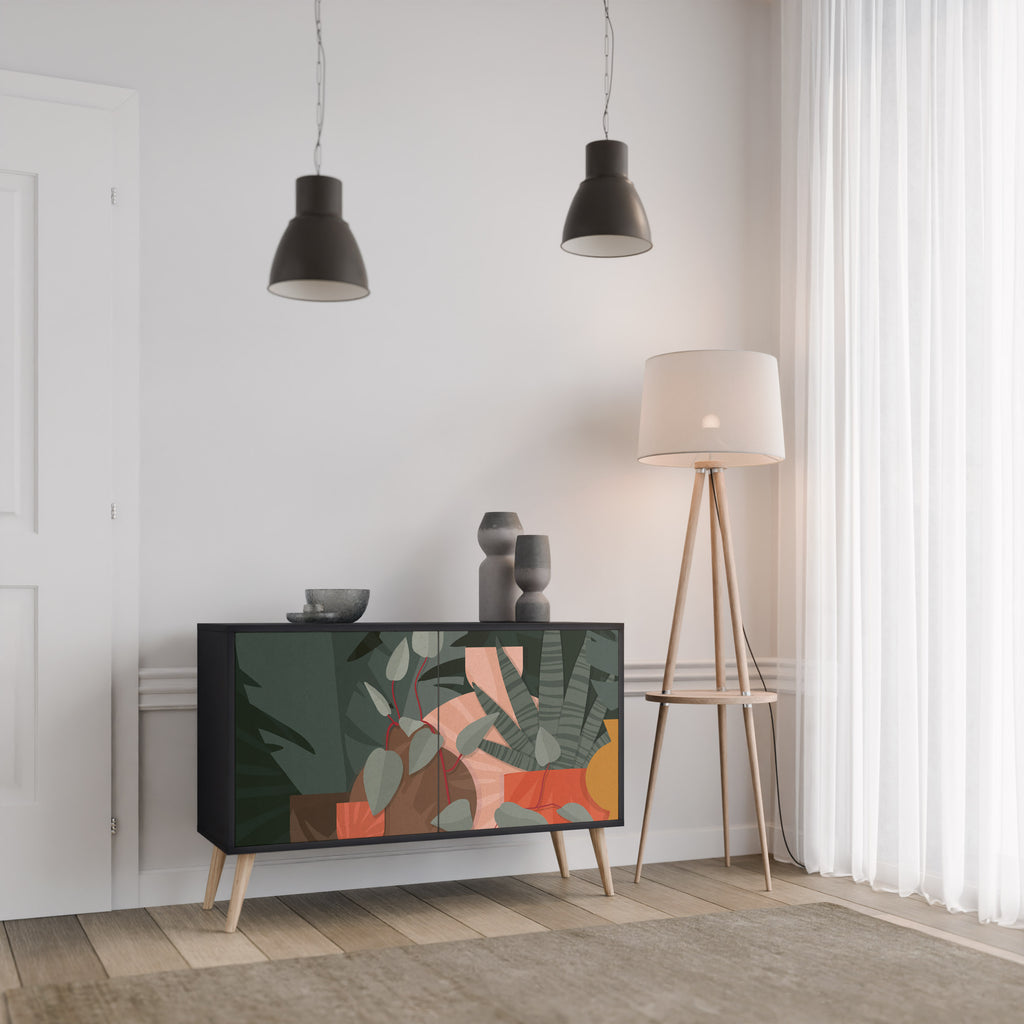 TROPICAL COMPOSITION 2-Door Sideboard in Black Finish