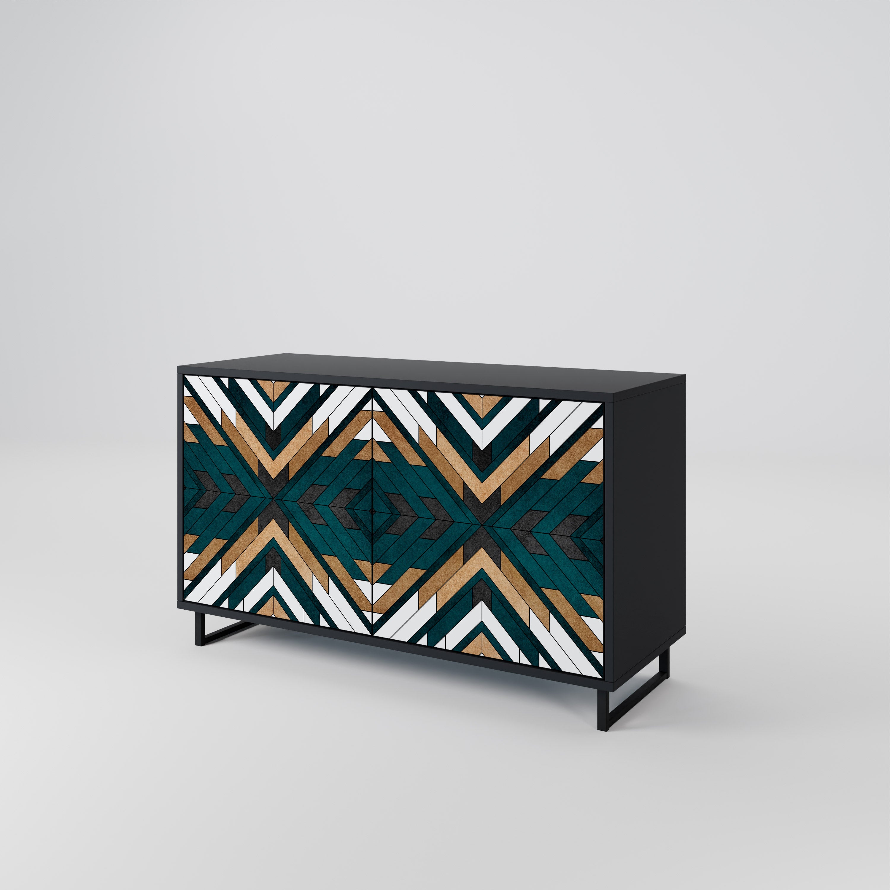 ARTISTIC GEOMETRY 2-Door Sideboard in Black Finish
