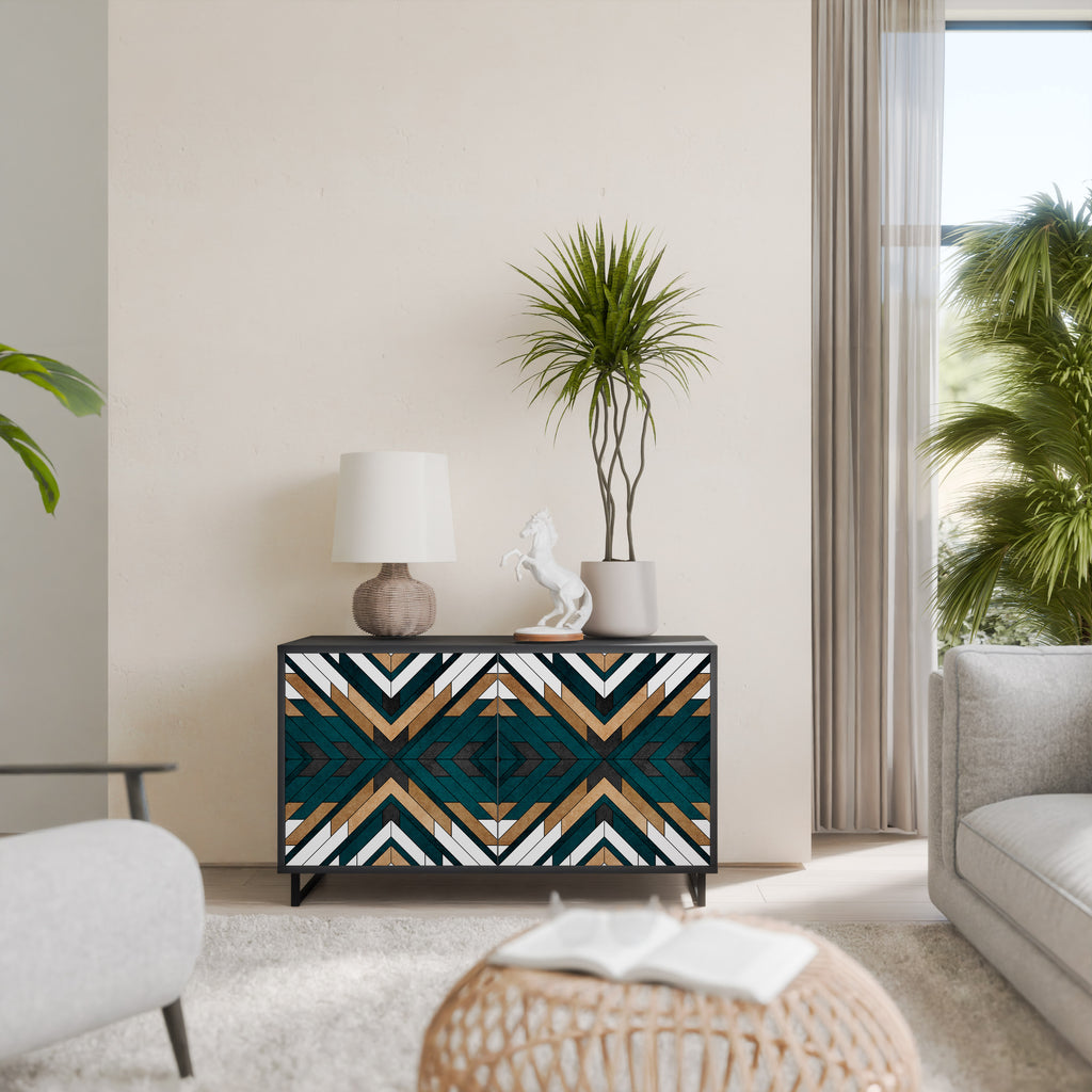 ARTISTIC GEOMETRY 2-Door Sideboard in Black Finish