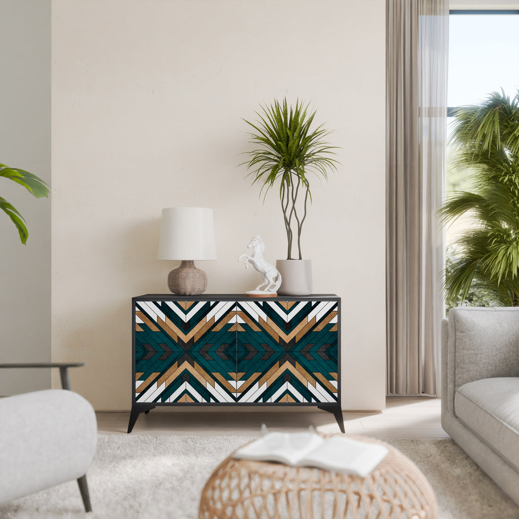 ARTISTIC GEOMETRY 2-Door Sideboard in Black Finish