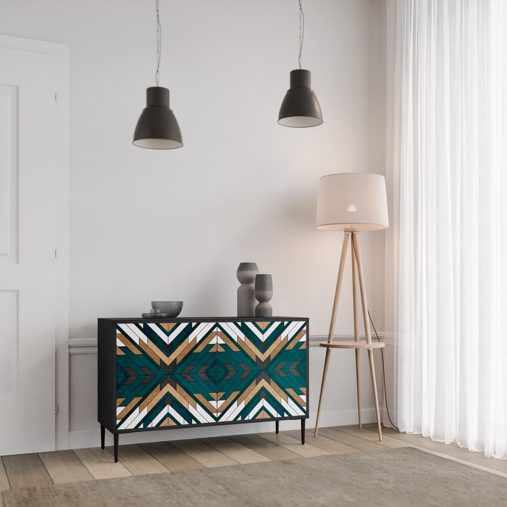 ARTISTIC GEOMETRY 2-Door Sideboard in Black Finish