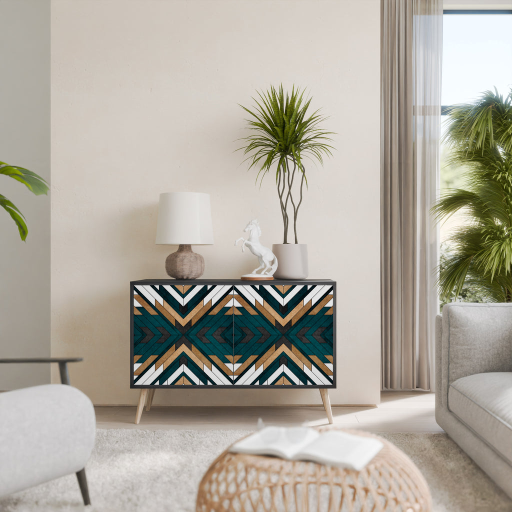 ARTISTIC GEOMETRY 2-Door Sideboard in Black Finish