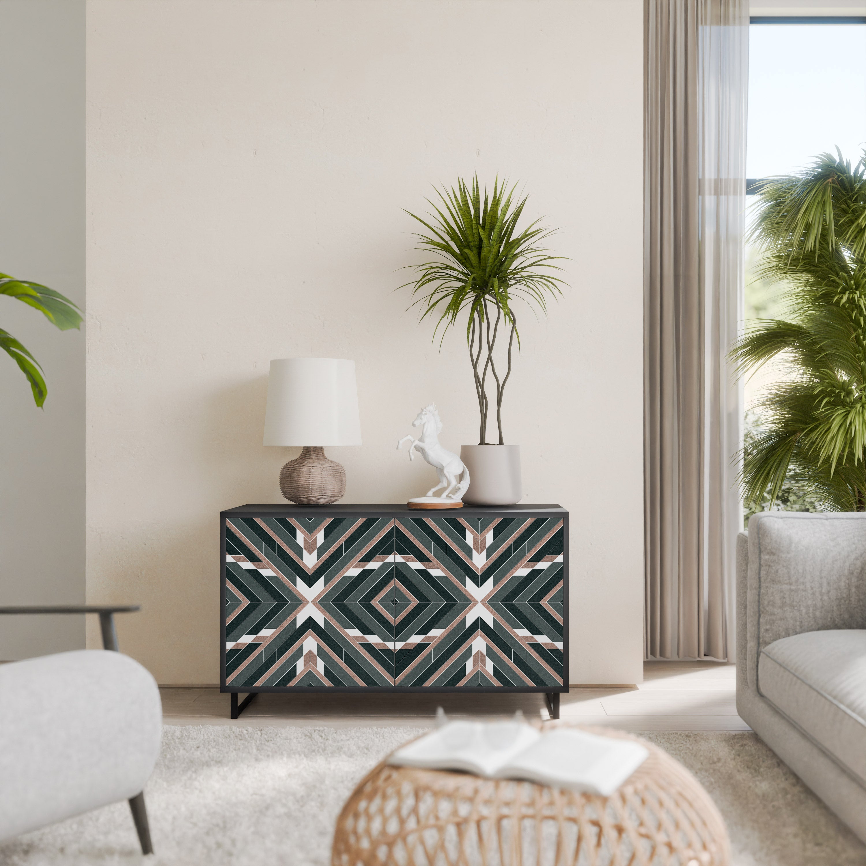 DIMENSION DELIGHTS 2-Door Sideboard in Black Finish