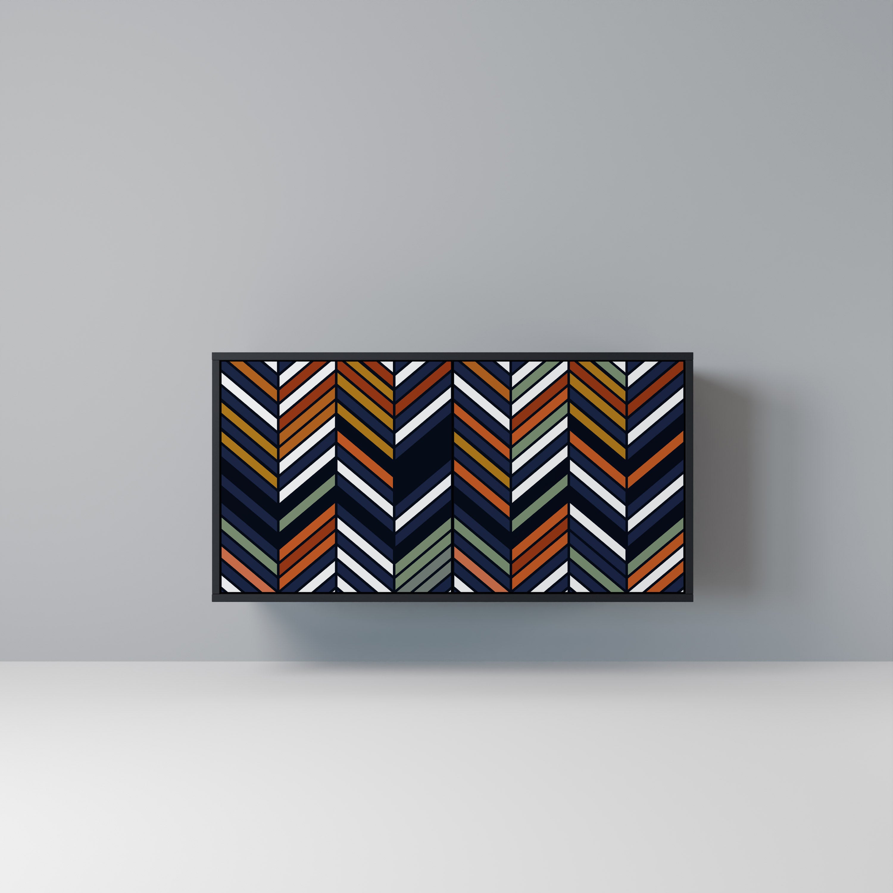 VIBRANT PATCHWORK 2-Door Sideboard in Black Finish