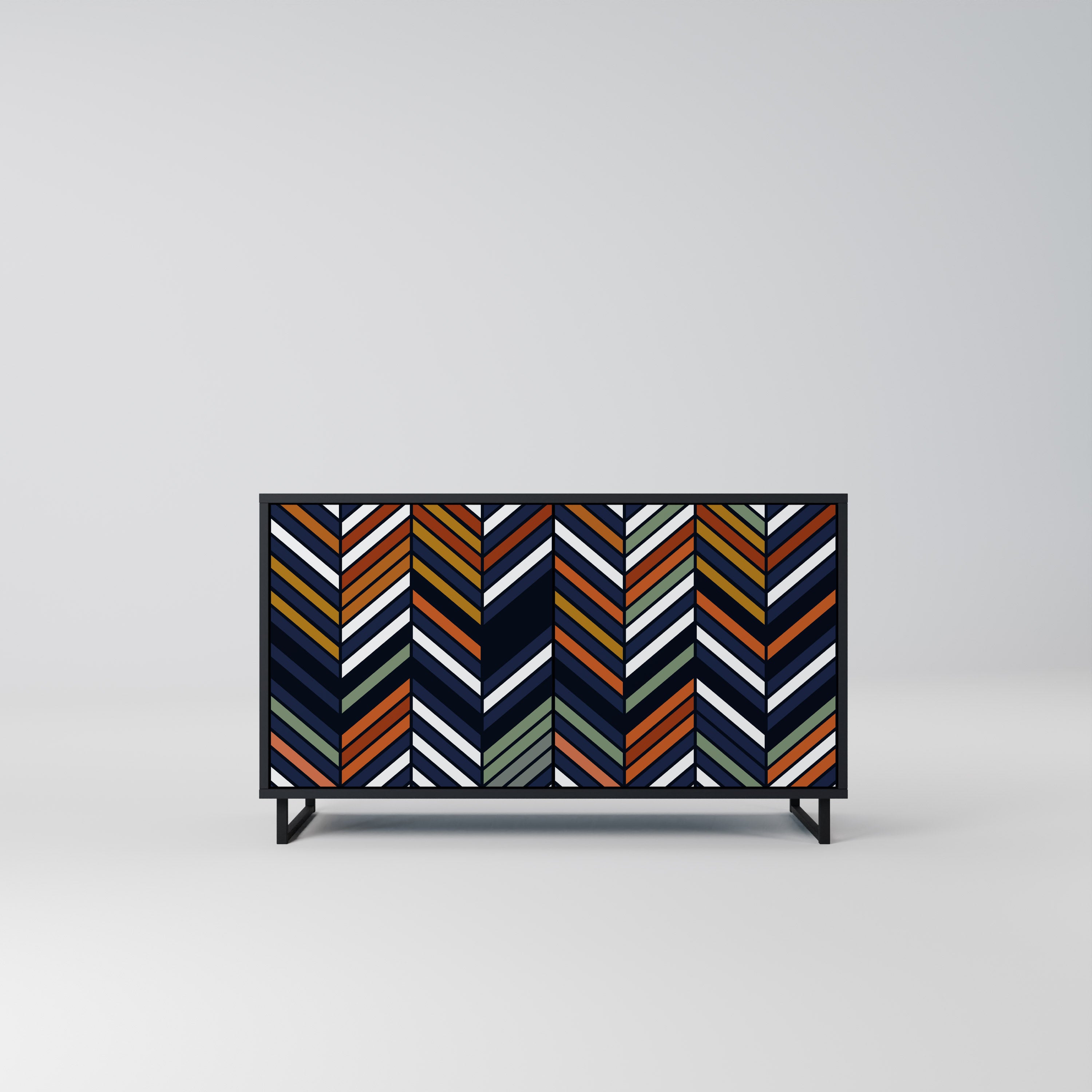 VIBRANT PATCHWORK 2-Door Sideboard in Black Finish