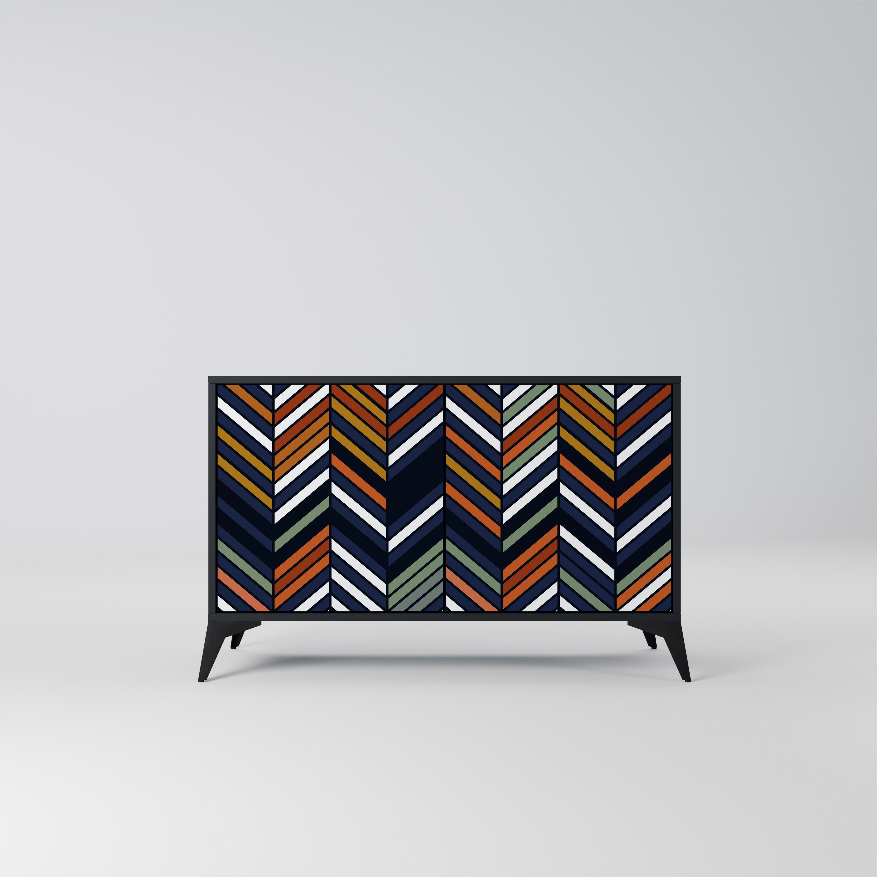 VIBRANT PATCHWORK 2-Door Sideboard in Black Finish