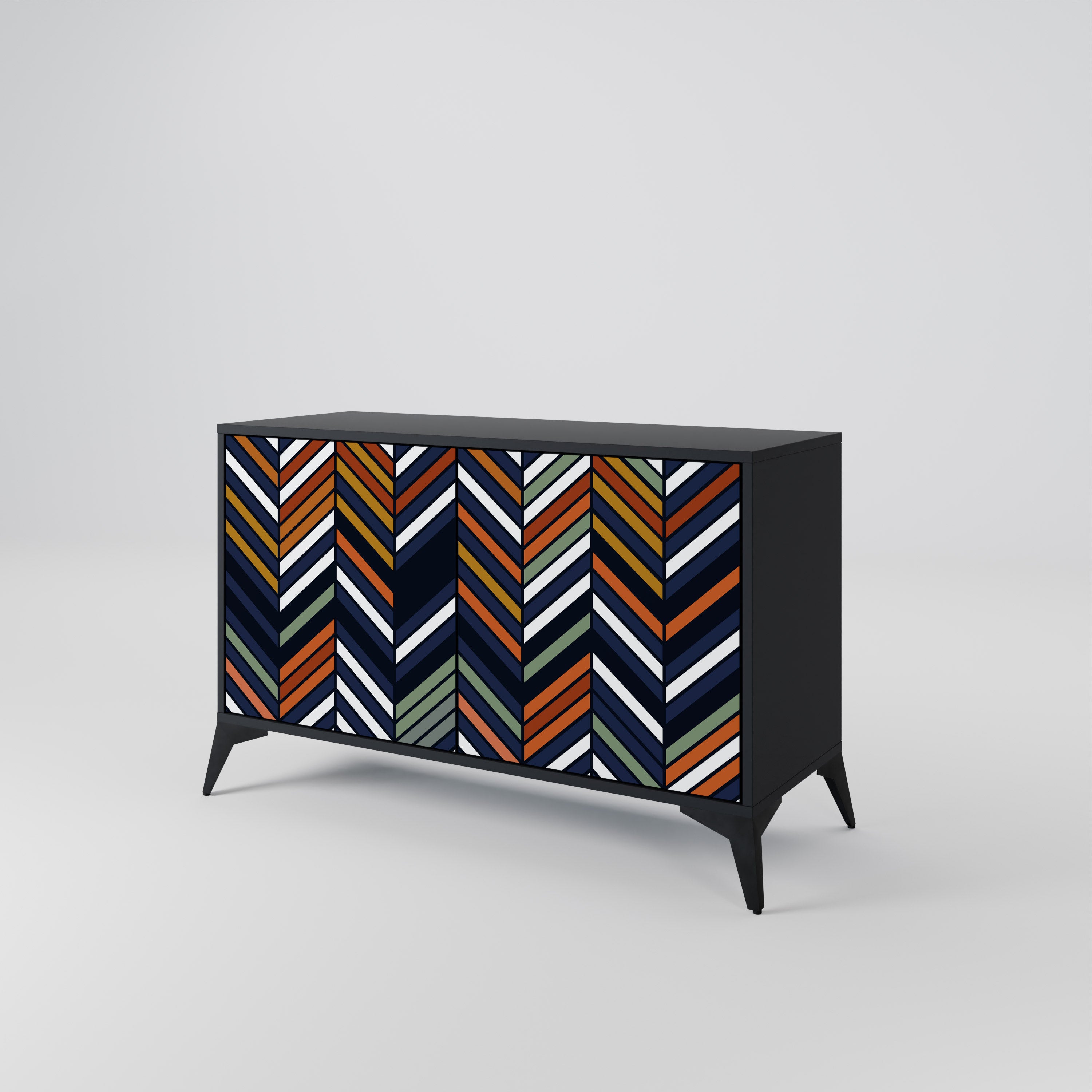 VIBRANT PATCHWORK 2-Door Sideboard in Black Finish