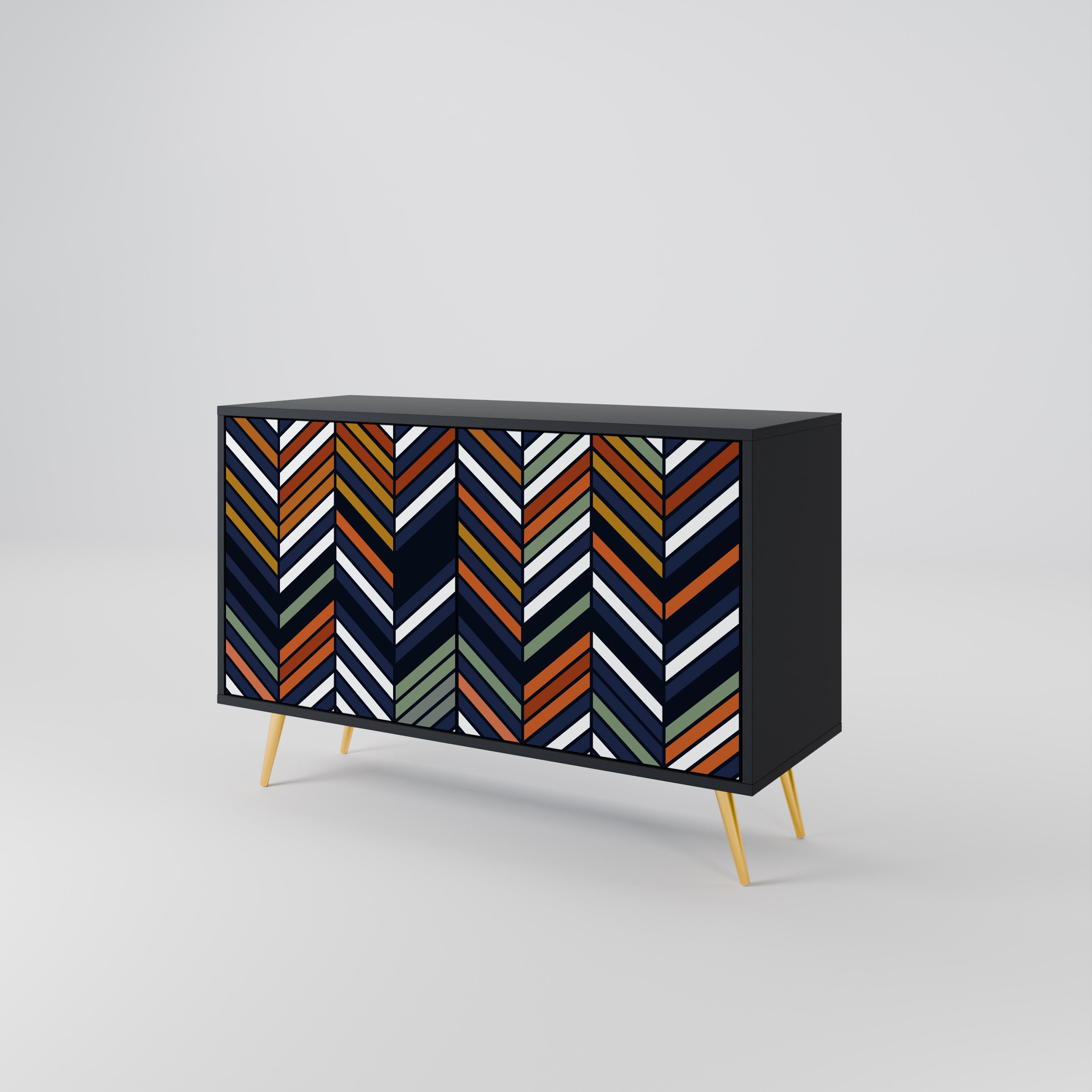 VIBRANT PATCHWORK 2-Door Sideboard in Black Finish