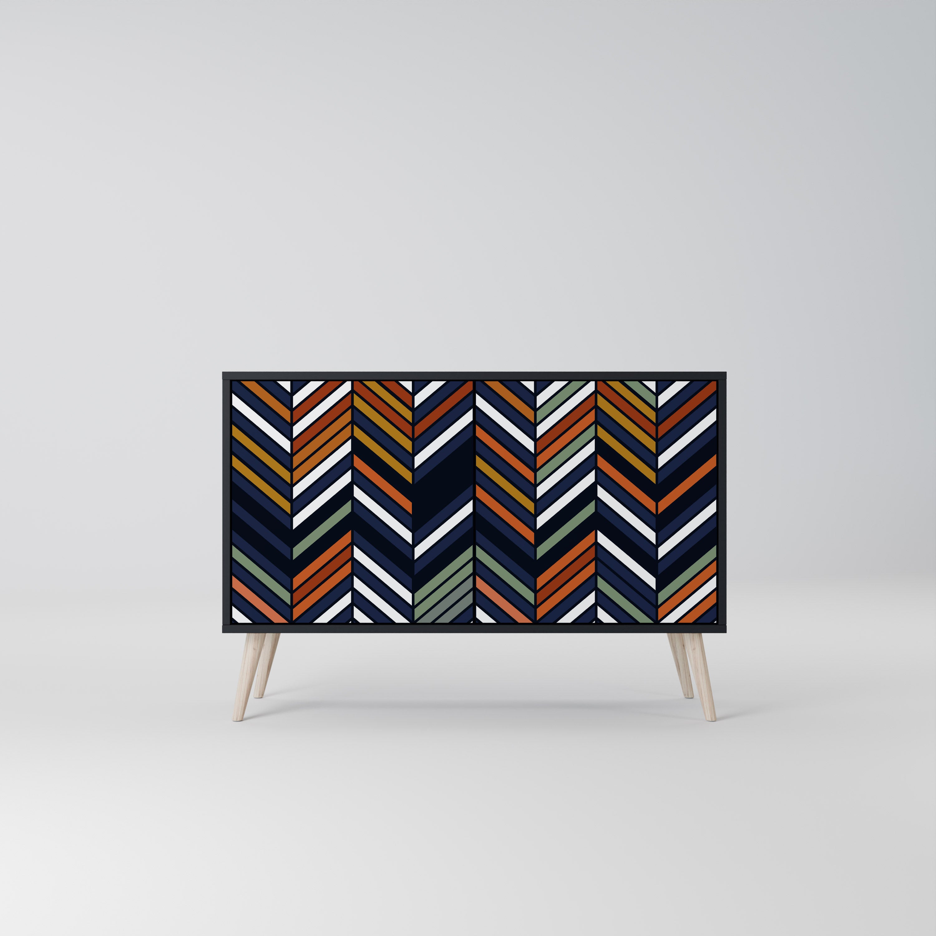 VIBRANT PATCHWORK 2-Door Sideboard in Black Finish
