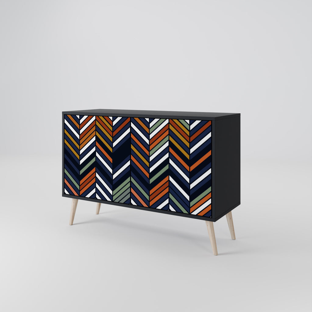 VIBRANT PATCHWORK 2-Door Sideboard in Black Finish