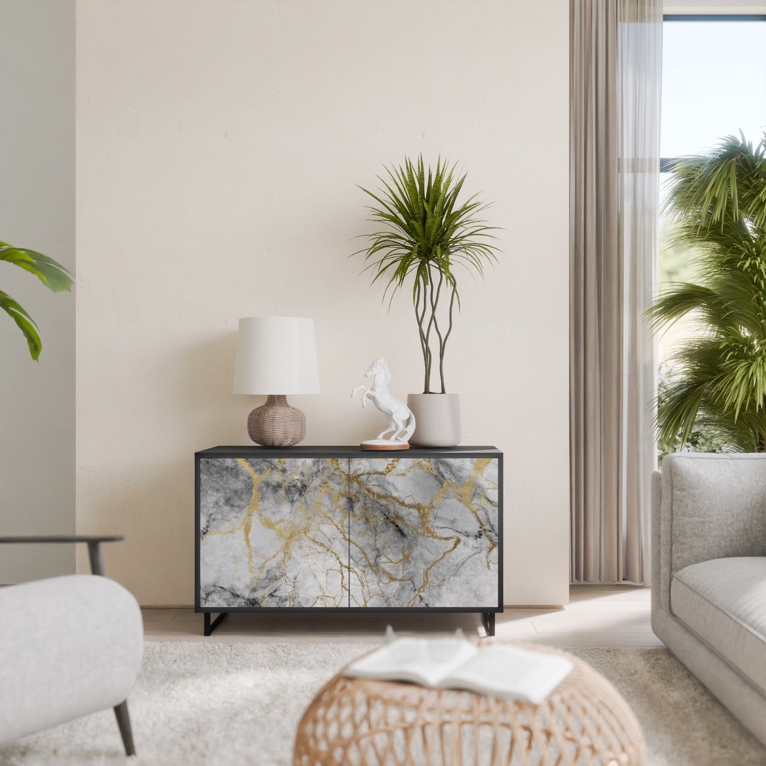 TIMELESS GLIDE 2-Door Sideboard in Black Finish