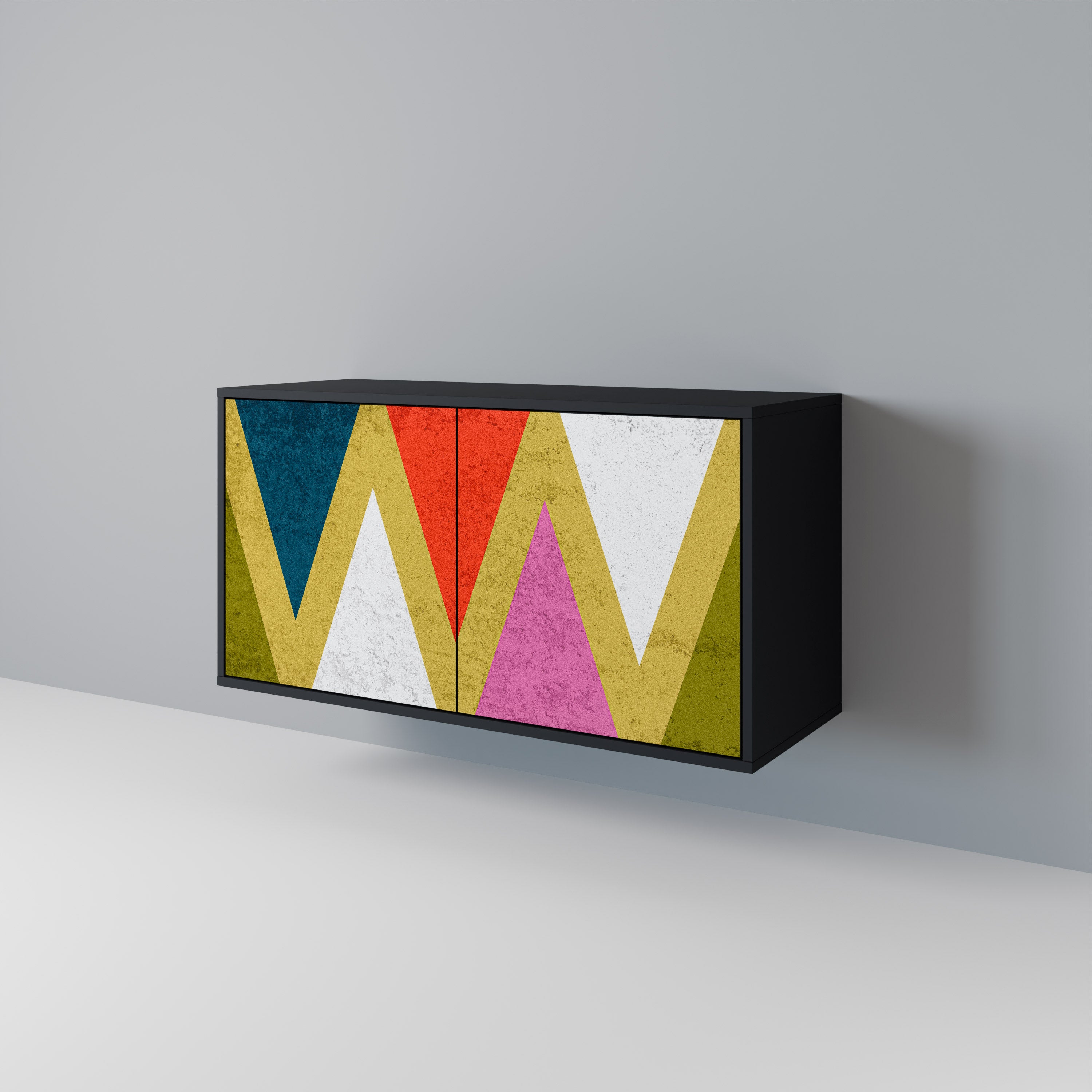 COLORFUL TRIANGLES 2-Door Sideboard in Black Finish