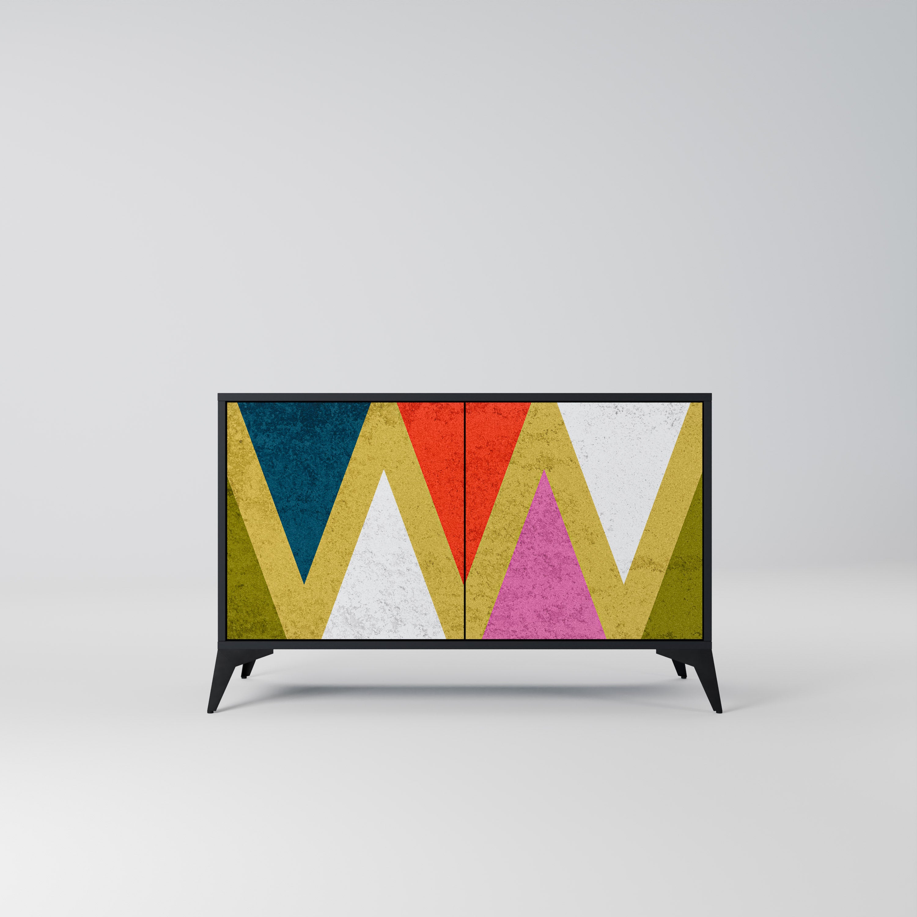 COLORFUL TRIANGLES 2-Door Sideboard in Black Finish