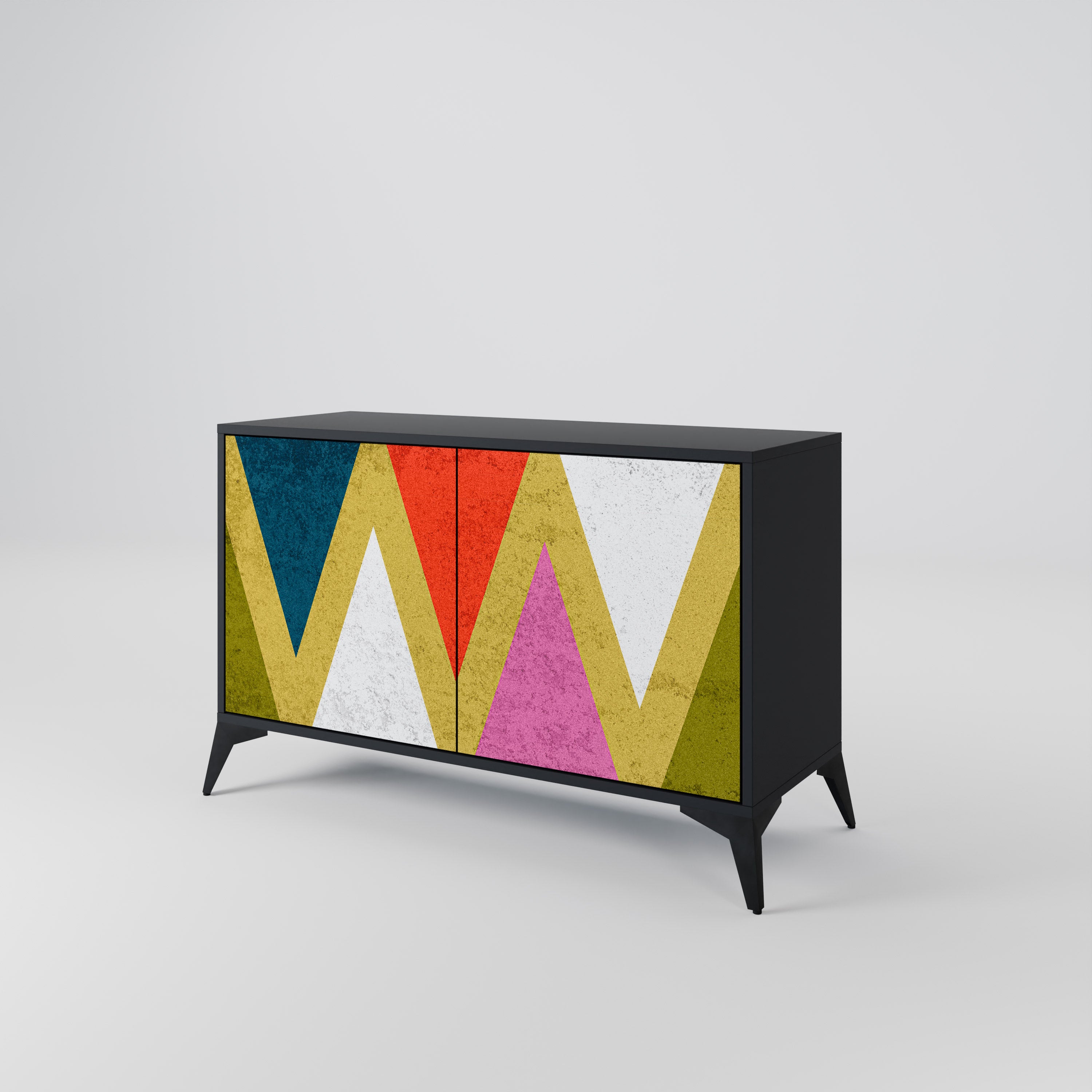 COLORFUL TRIANGLES 2-Door Sideboard in Black Finish