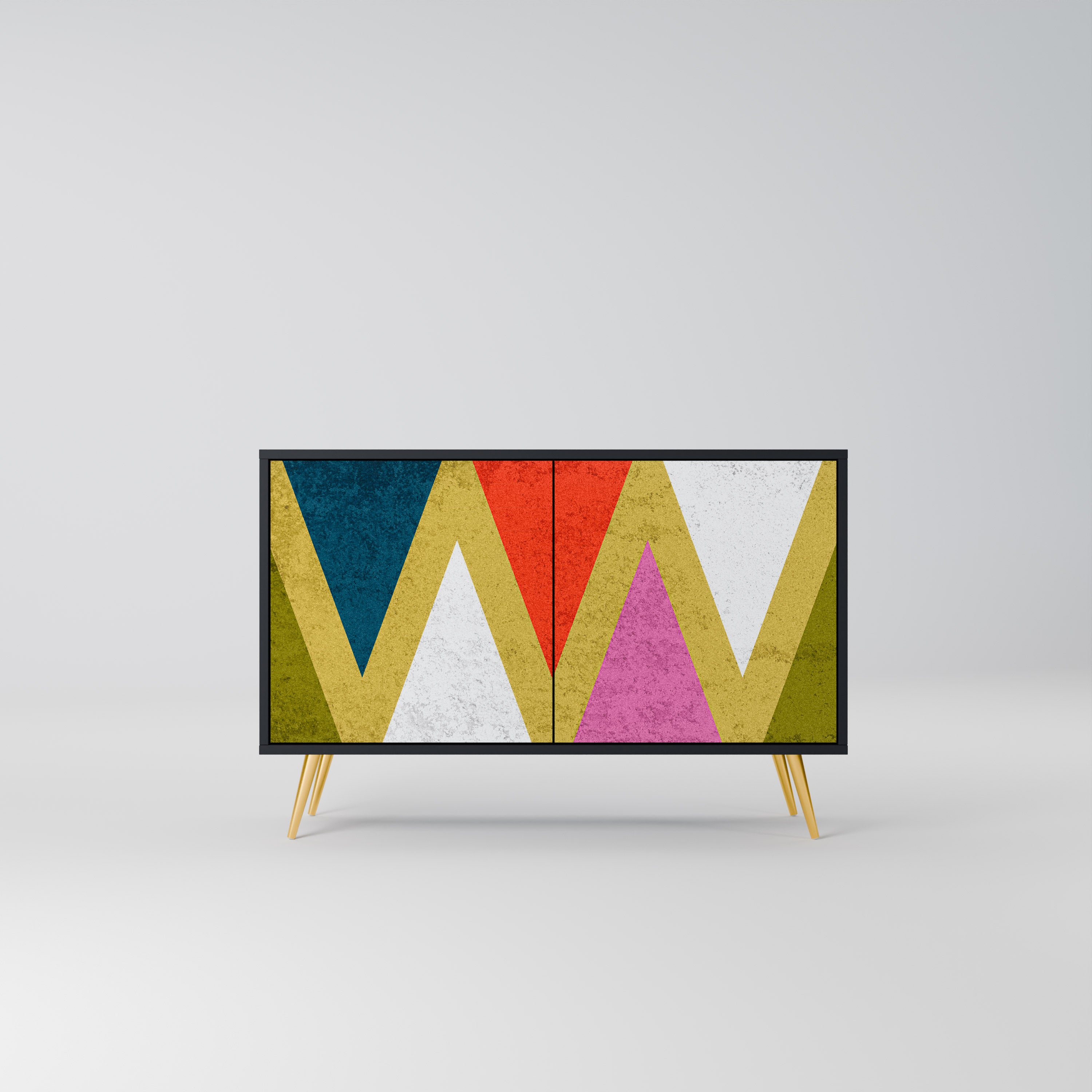 COLORFUL TRIANGLES 2-Door Sideboard in Black Finish