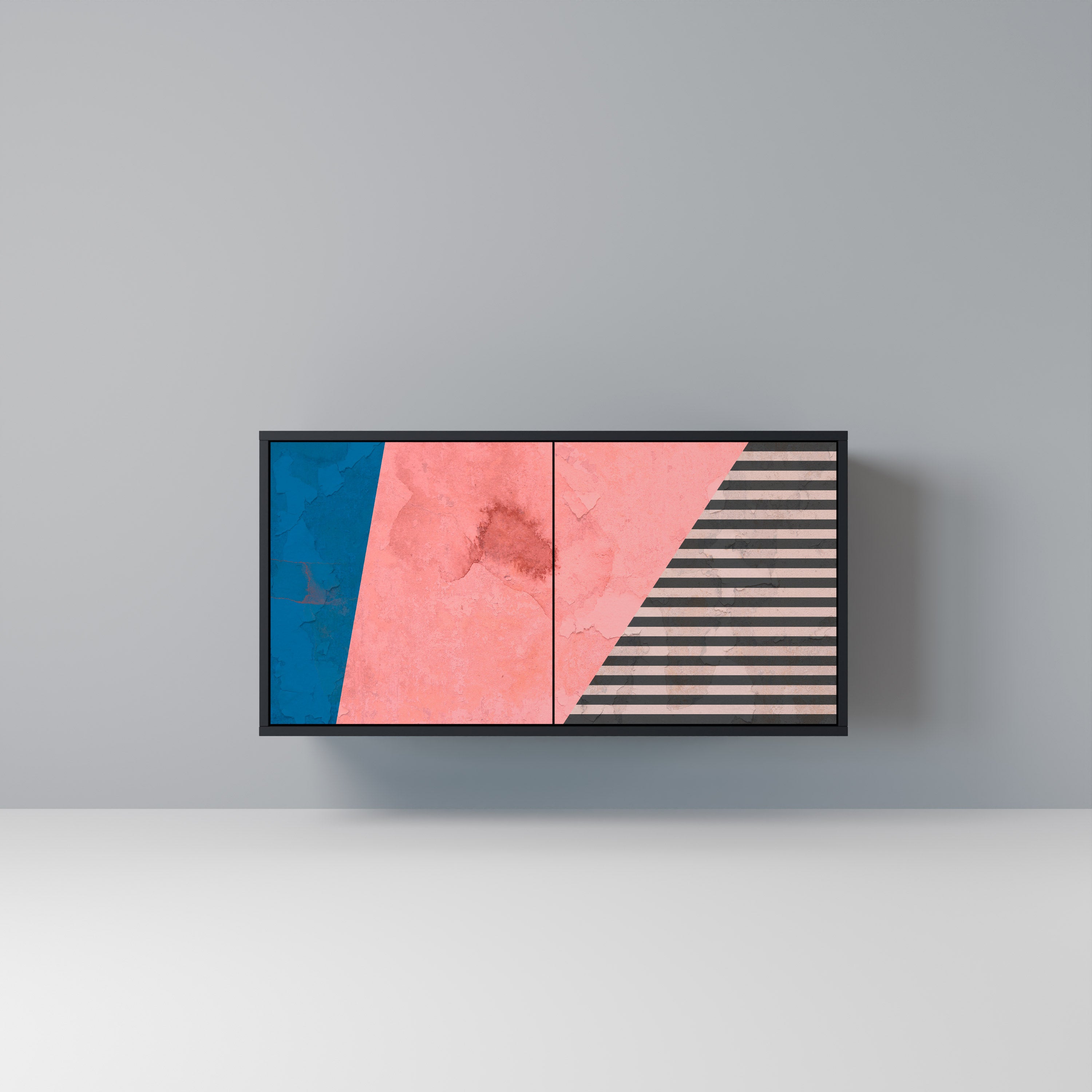 GLAMOROUS STRIPE 2-Door Sideboard in Black Finish