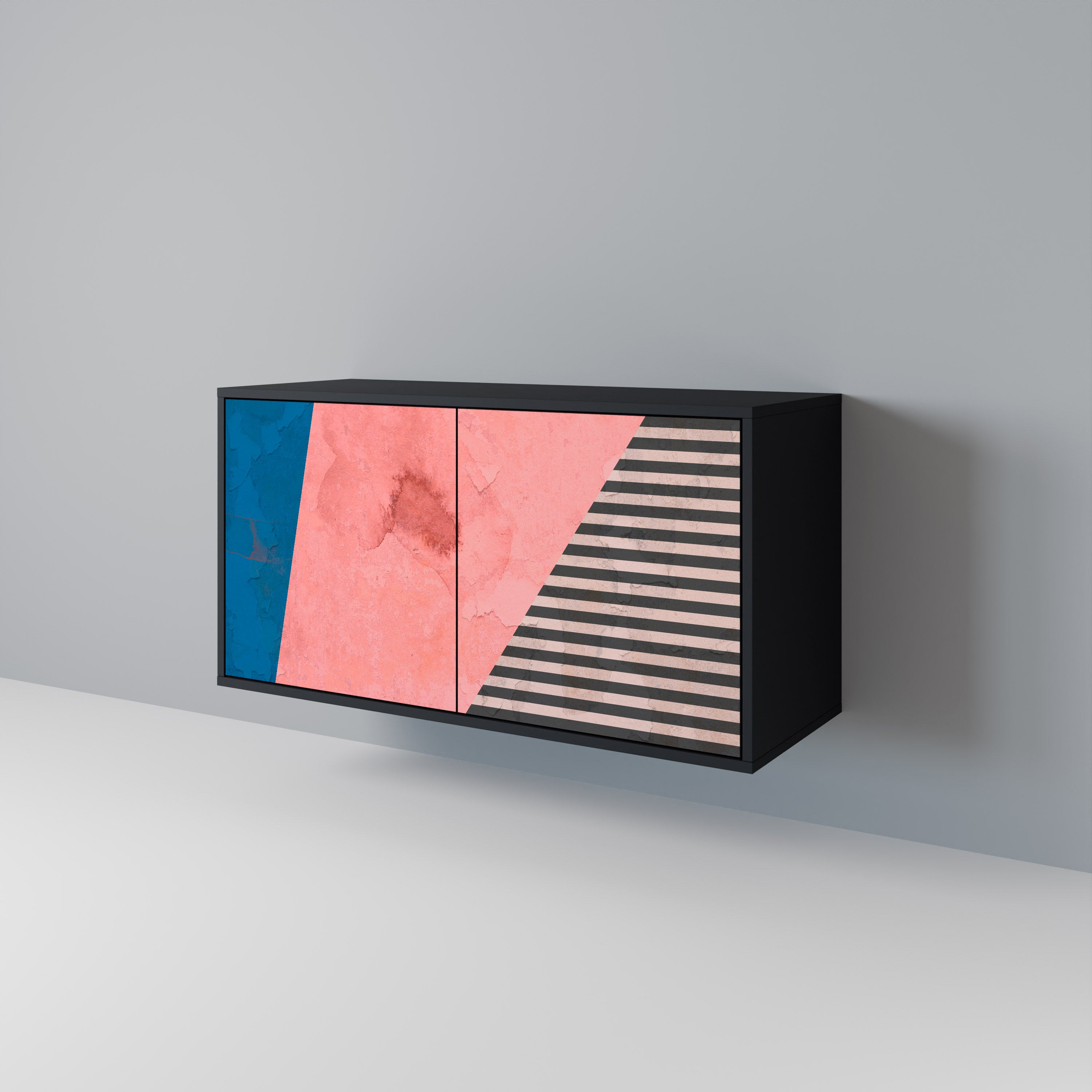 GLAMOROUS STRIPE 2-Door Sideboard in Black Finish