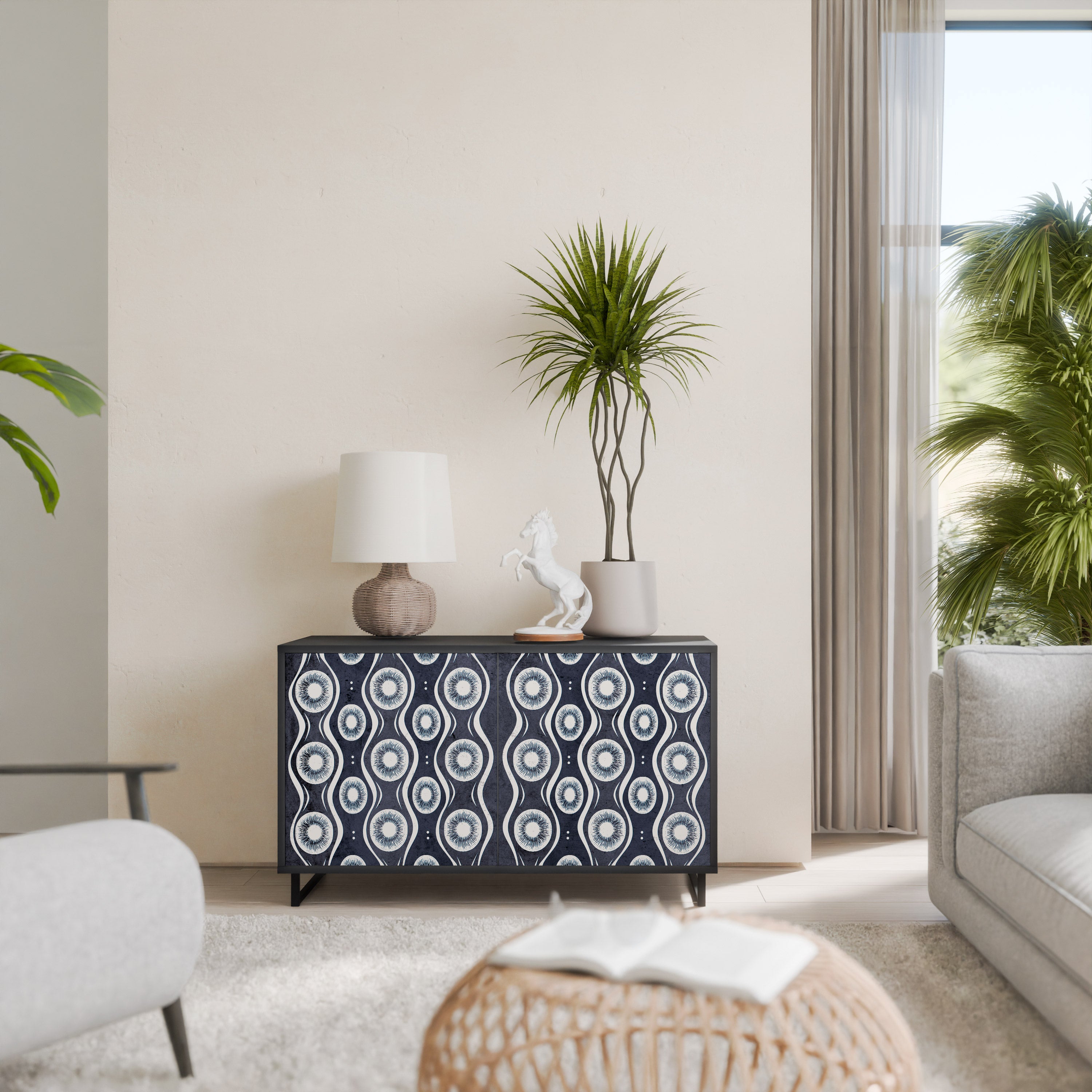 GRAPHITE EYES 2-Door Sideboard in Black Finish