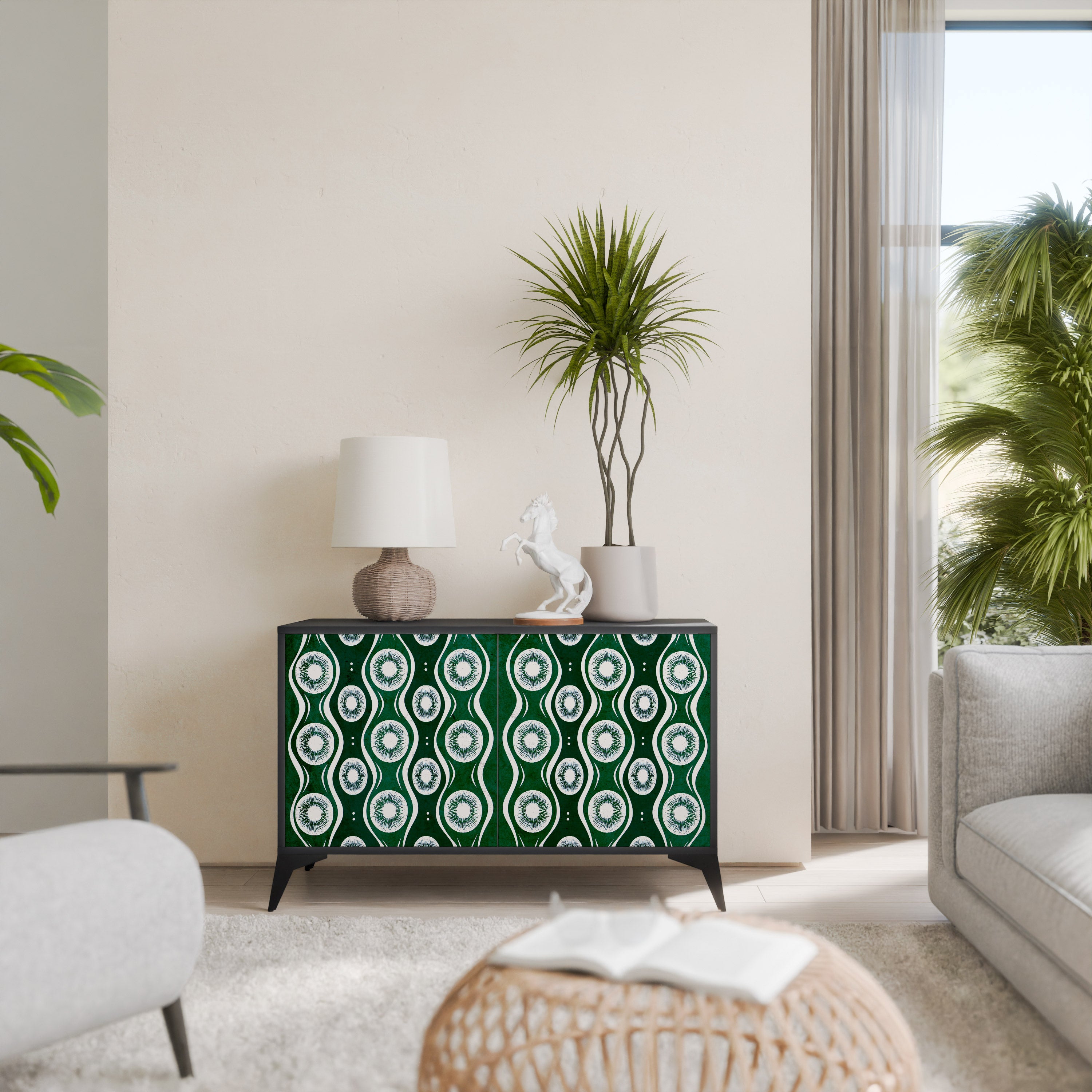 GREEN EYES 2-Door Sideboard in Black Finish