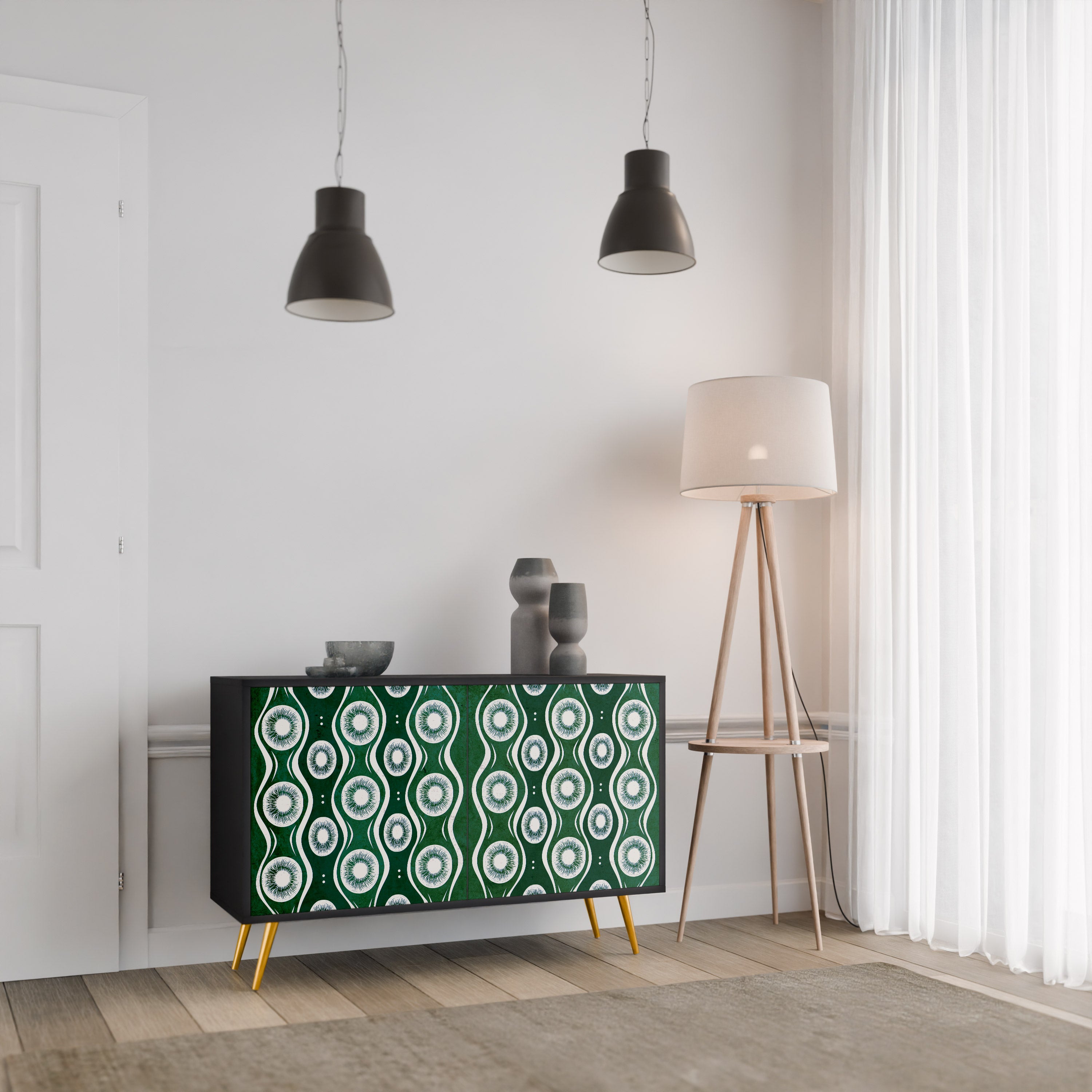 GREEN EYES 2-Door Sideboard in Black Finish