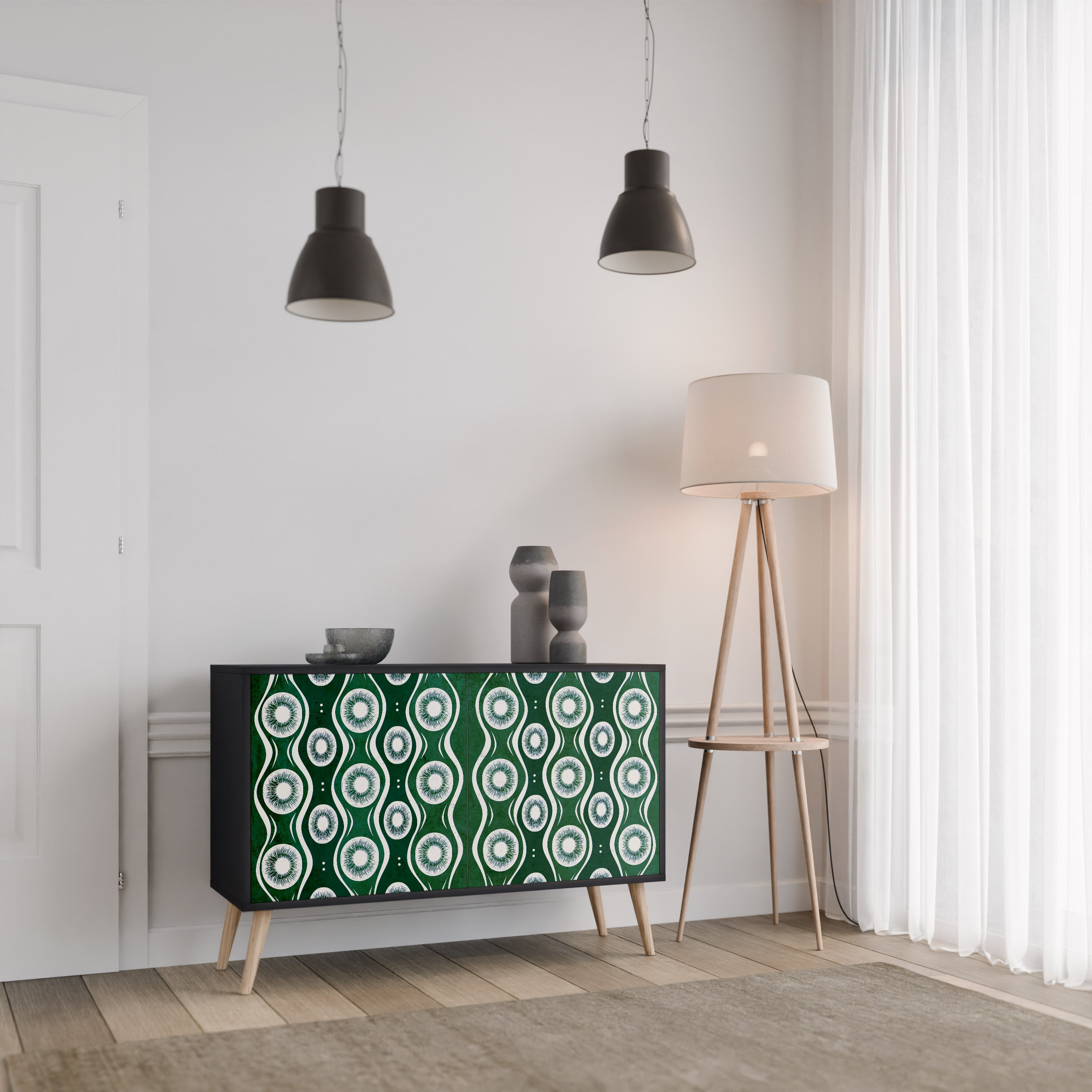 GREEN EYES 2-Door Sideboard in Black Finish