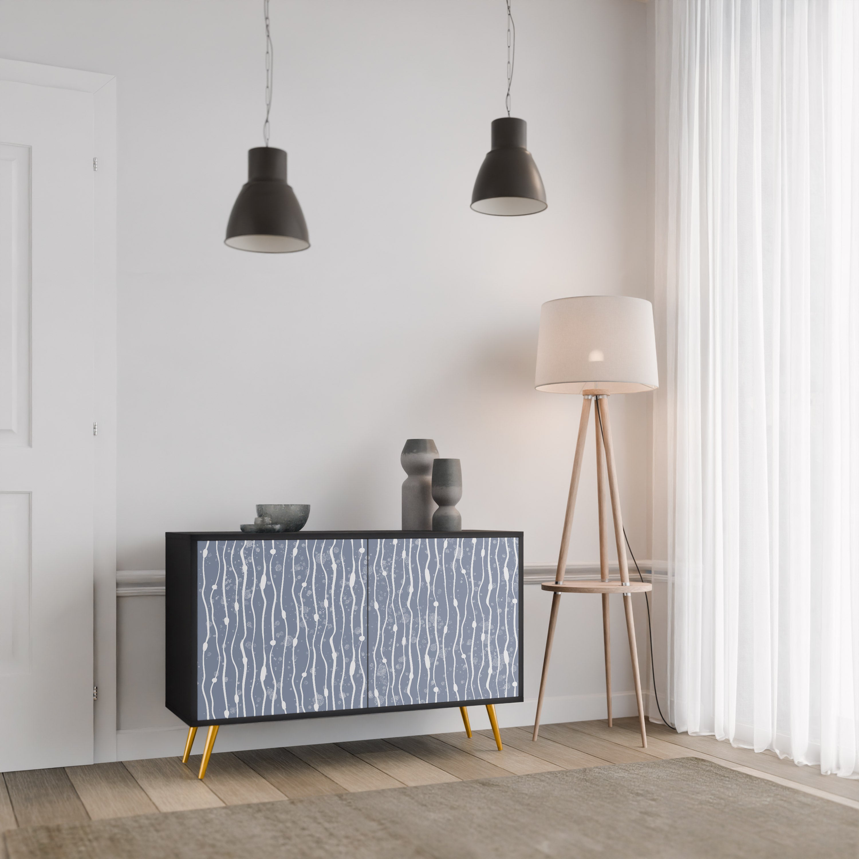 GRAPHITE RAIN 2-Door Sideboard in Black Finish