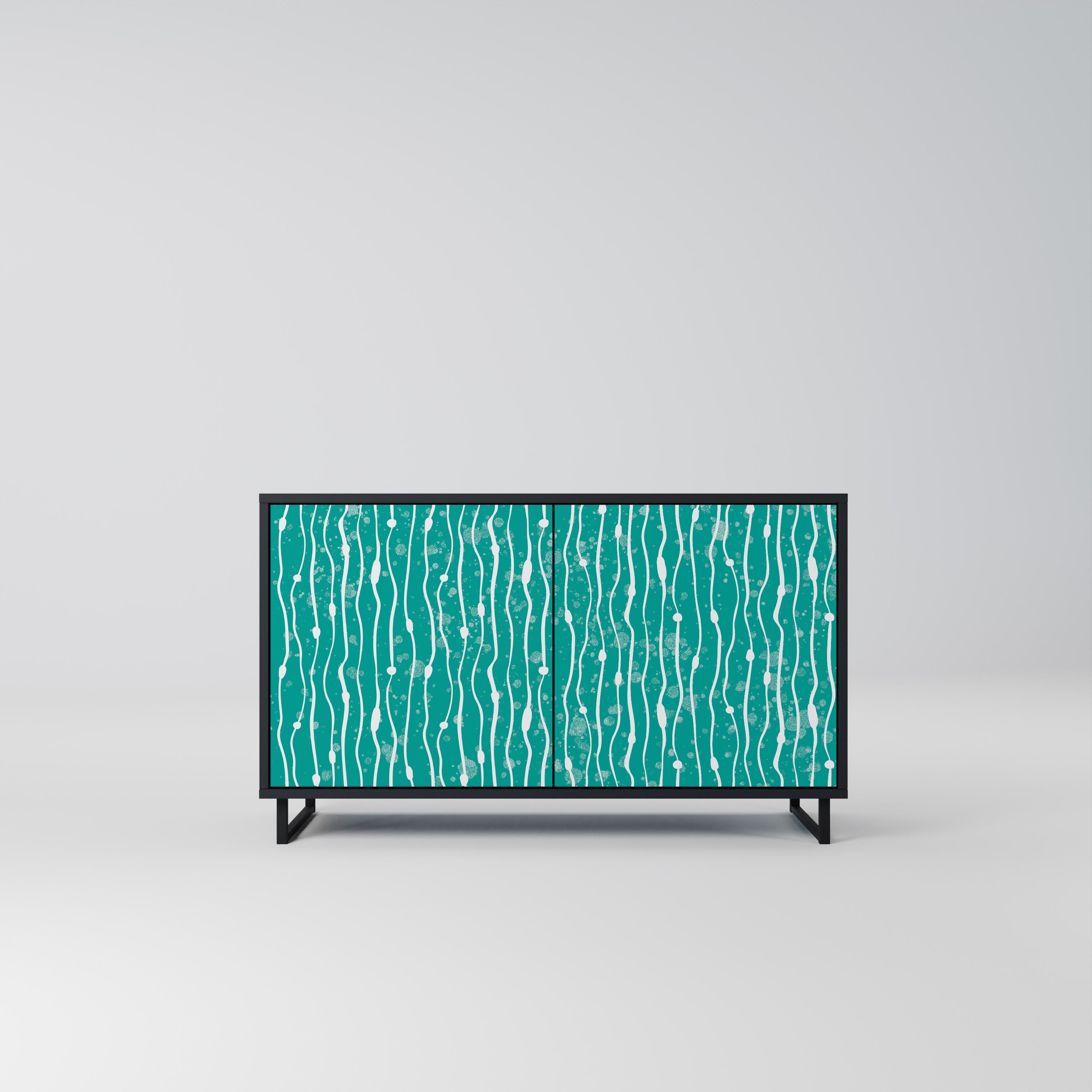 TURQUOISE RAIN 2-Door Sideboard in Black Finish