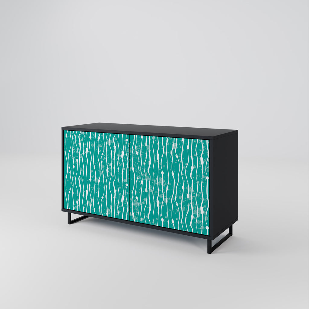 TURQUOISE RAIN 2-Door Sideboard in Black Finish