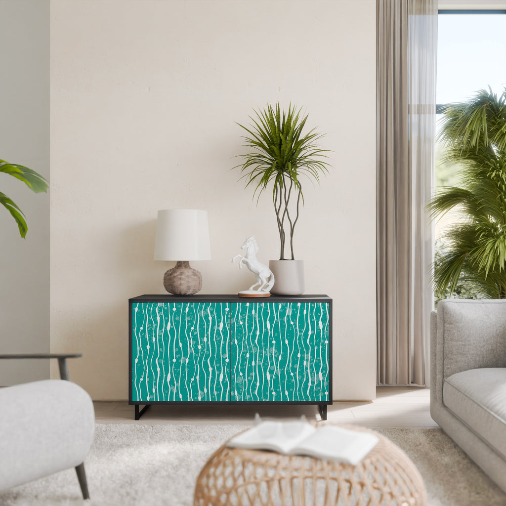 TURQUOISE RAIN 2-Door Sideboard in Black Finish