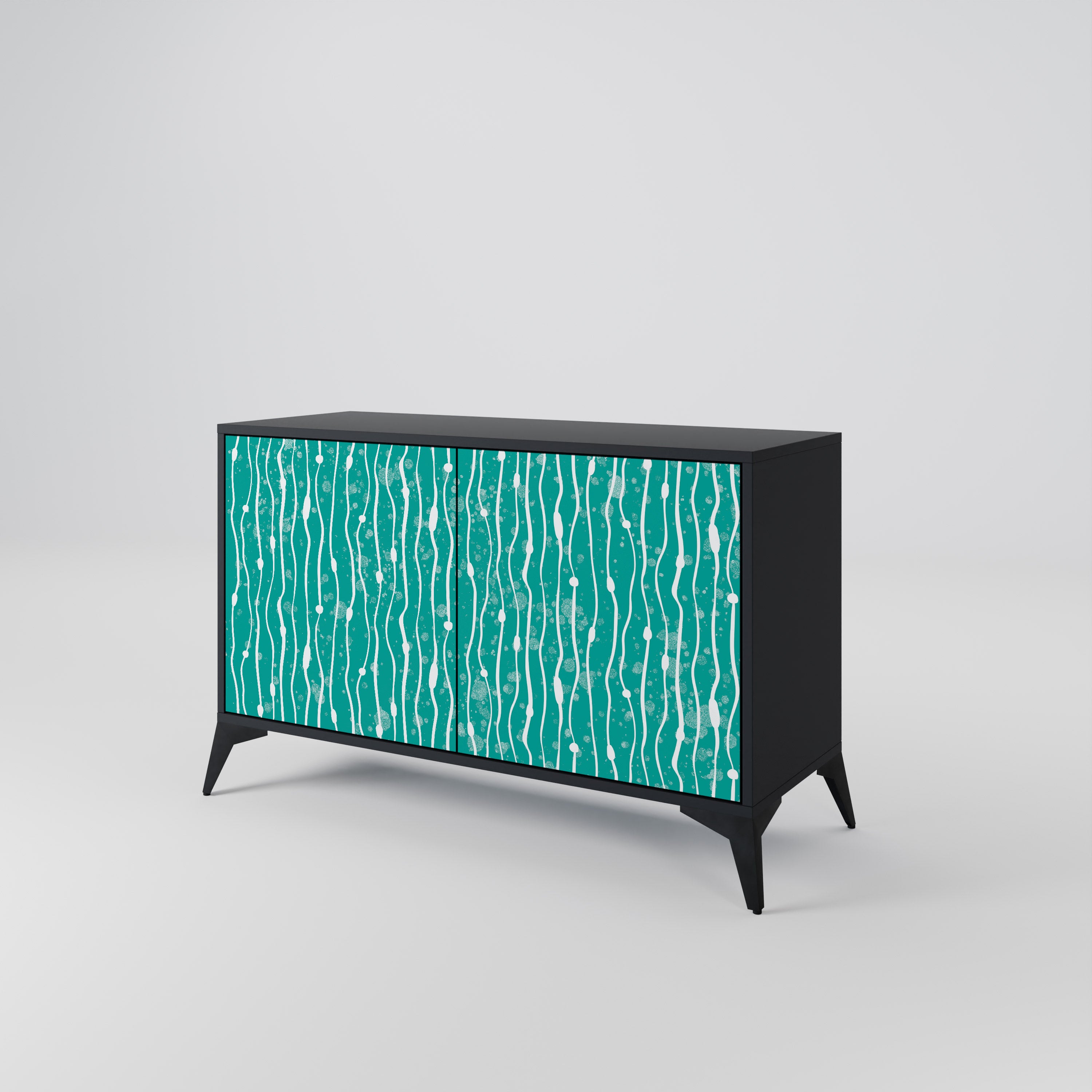 TURQUOISE RAIN 2-Door Sideboard in Black Finish