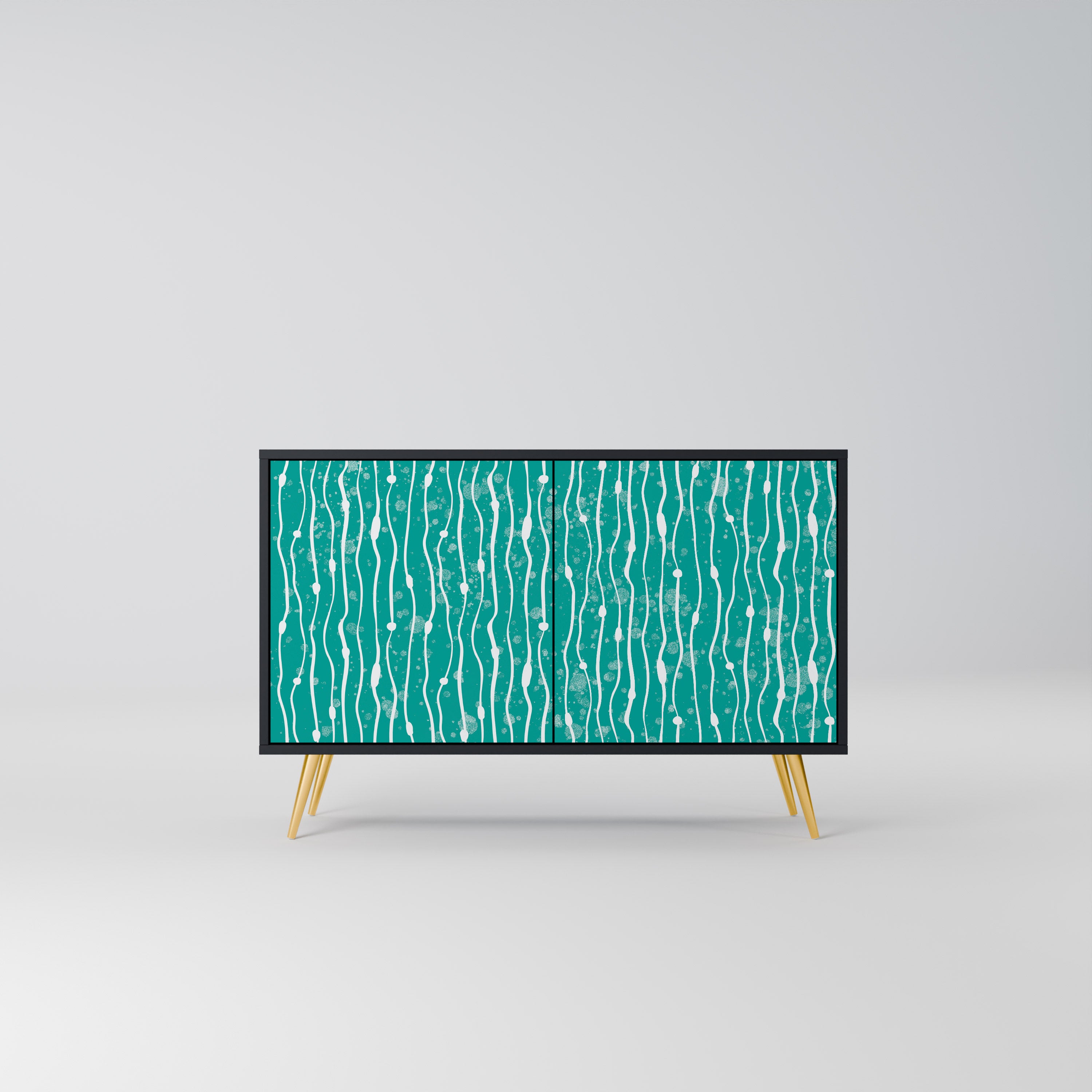 TURQUOISE RAIN 2-Door Sideboard in Black Finish