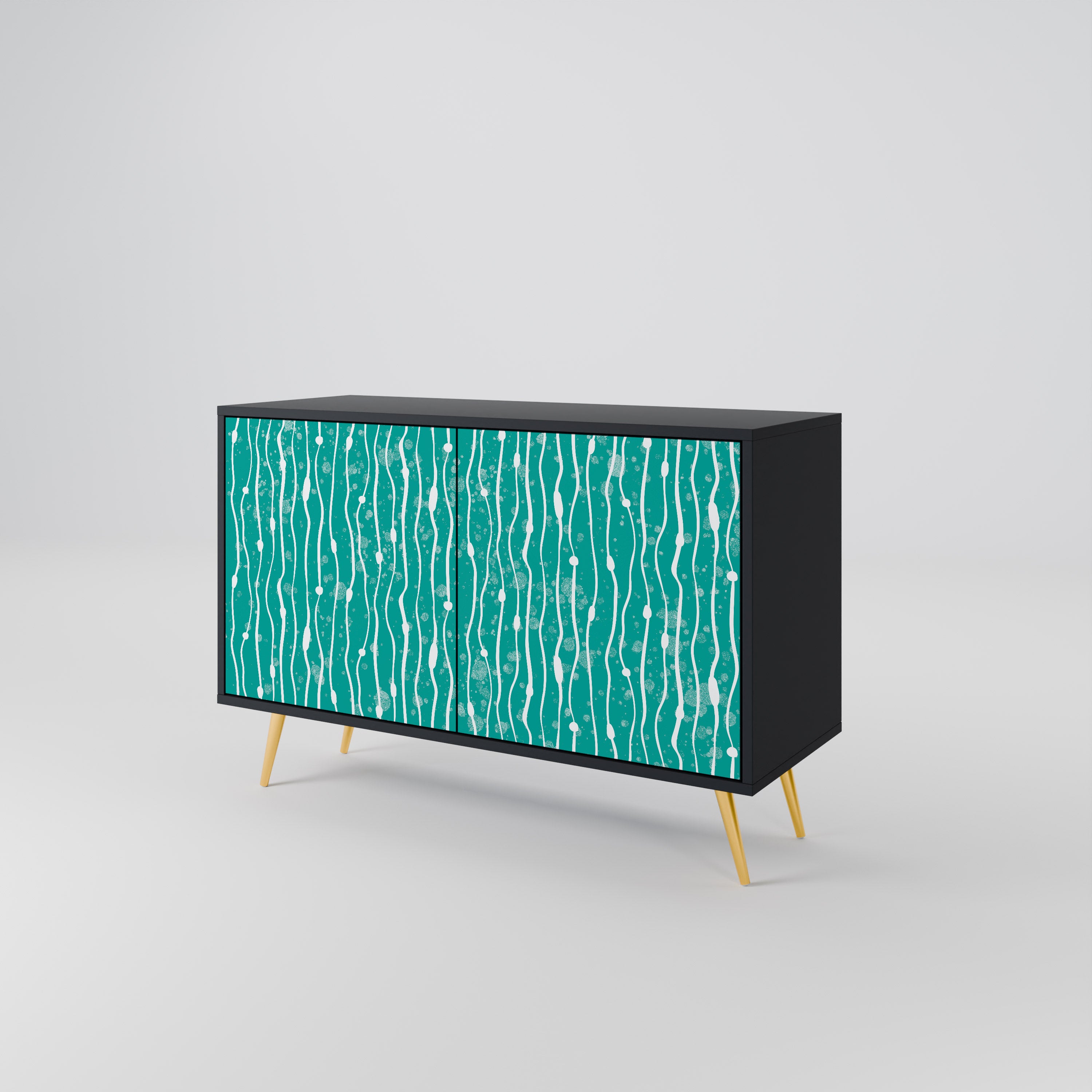 TURQUOISE RAIN 2-Door Sideboard in Black Finish