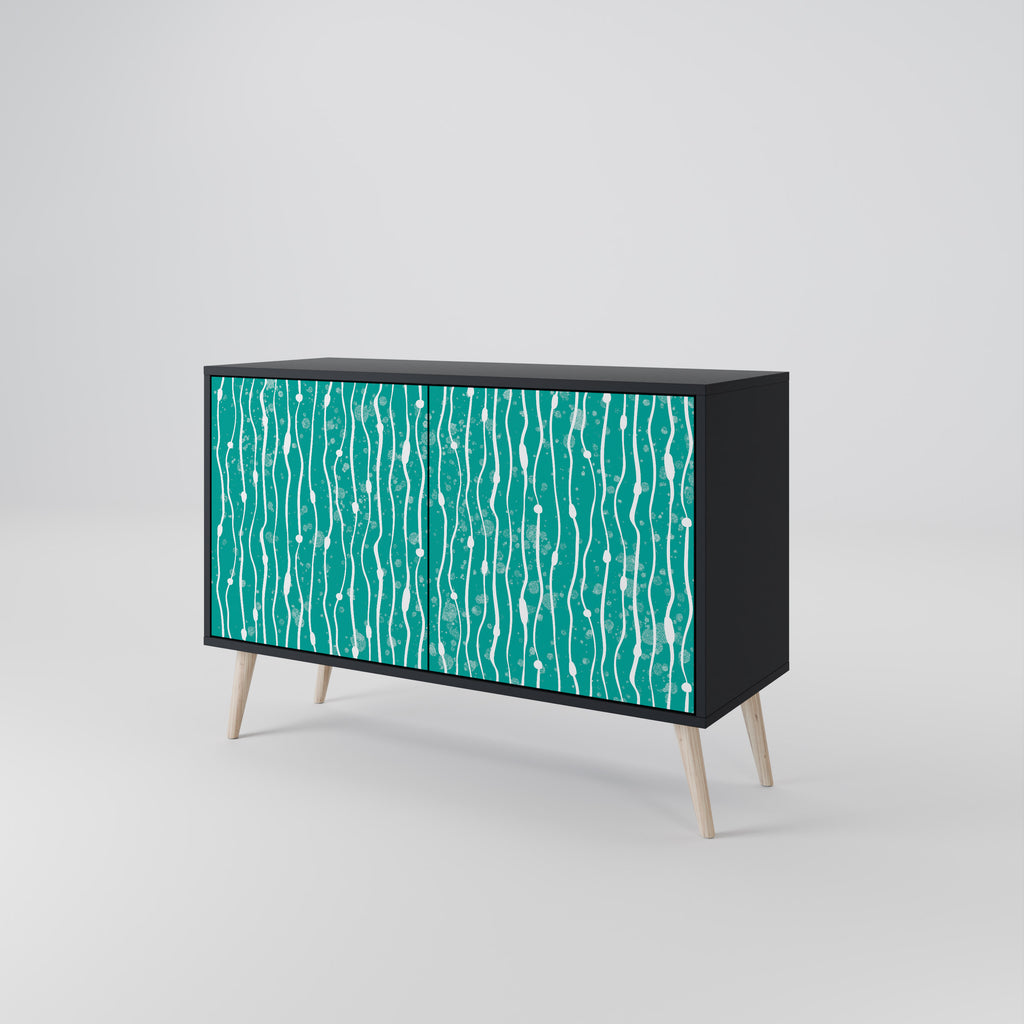 TURQUOISE RAIN 2-Door Sideboard in Black Finish