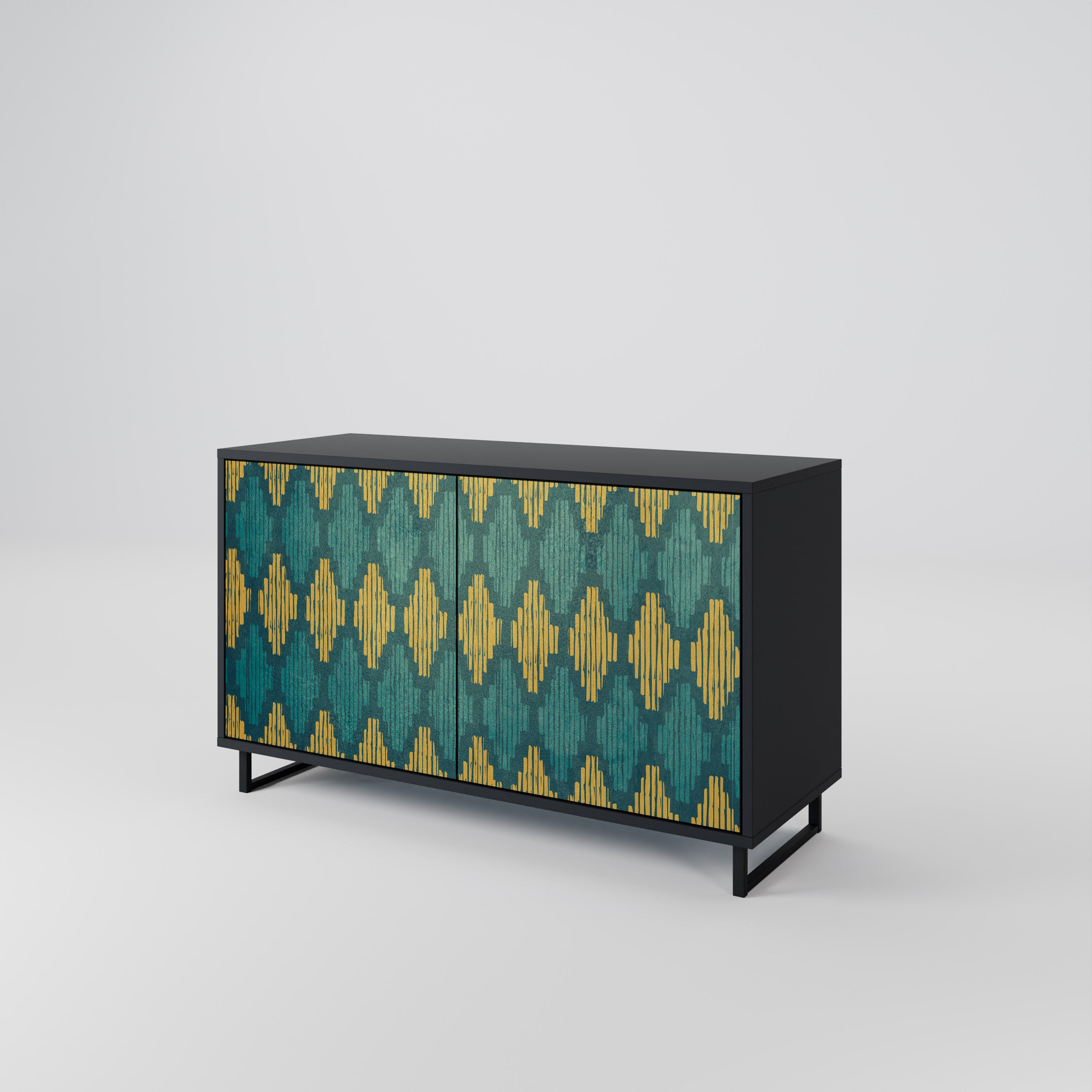 POLYGONS 2-Door Sideboard in Black Finish