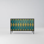 POLYGONS Aparador de 2 Puertas en Acabado Negro