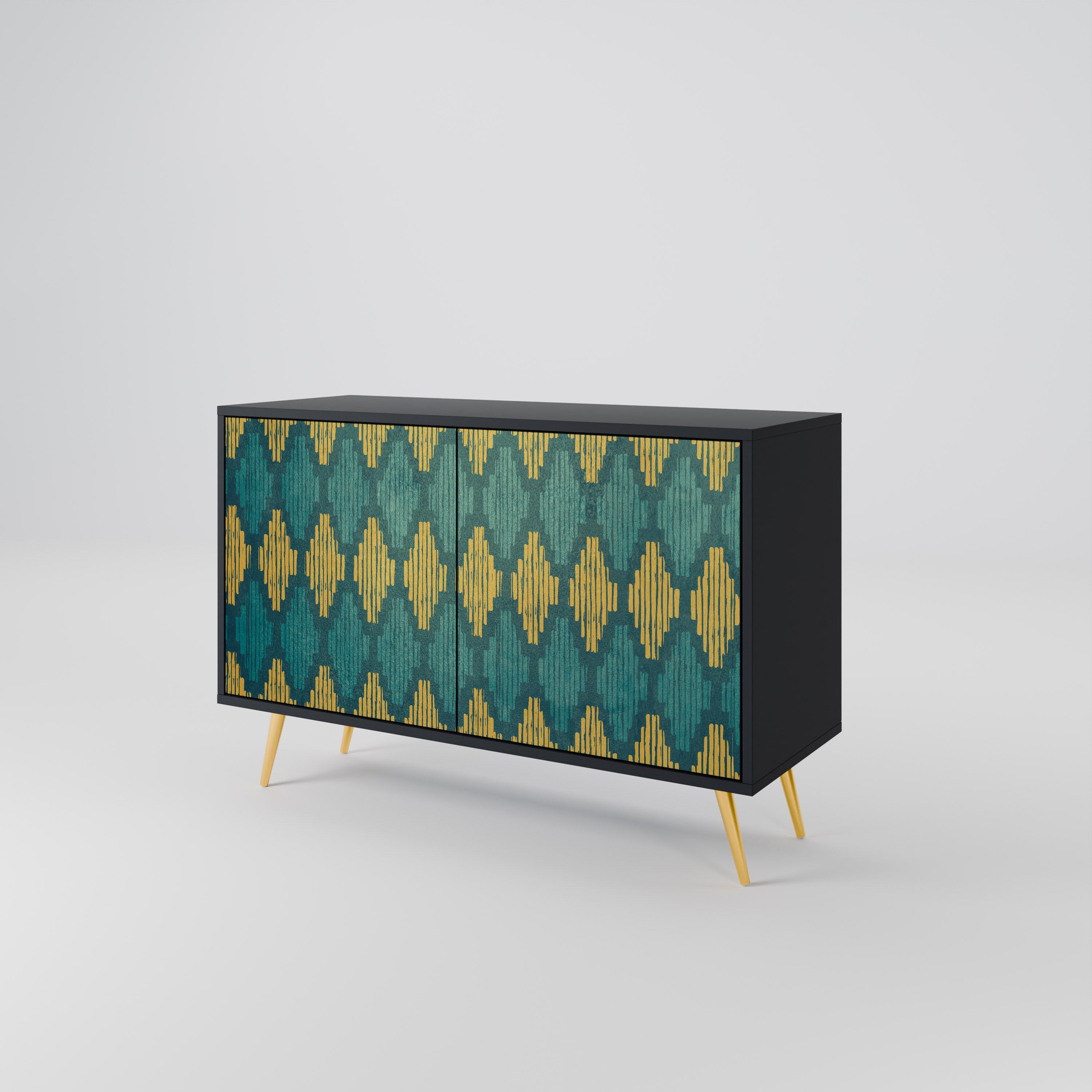 POLYGONS 2-Door Sideboard in Black Finish