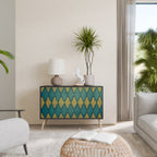 POLYGONS Aparador de 2 Puertas en Acabado Negro