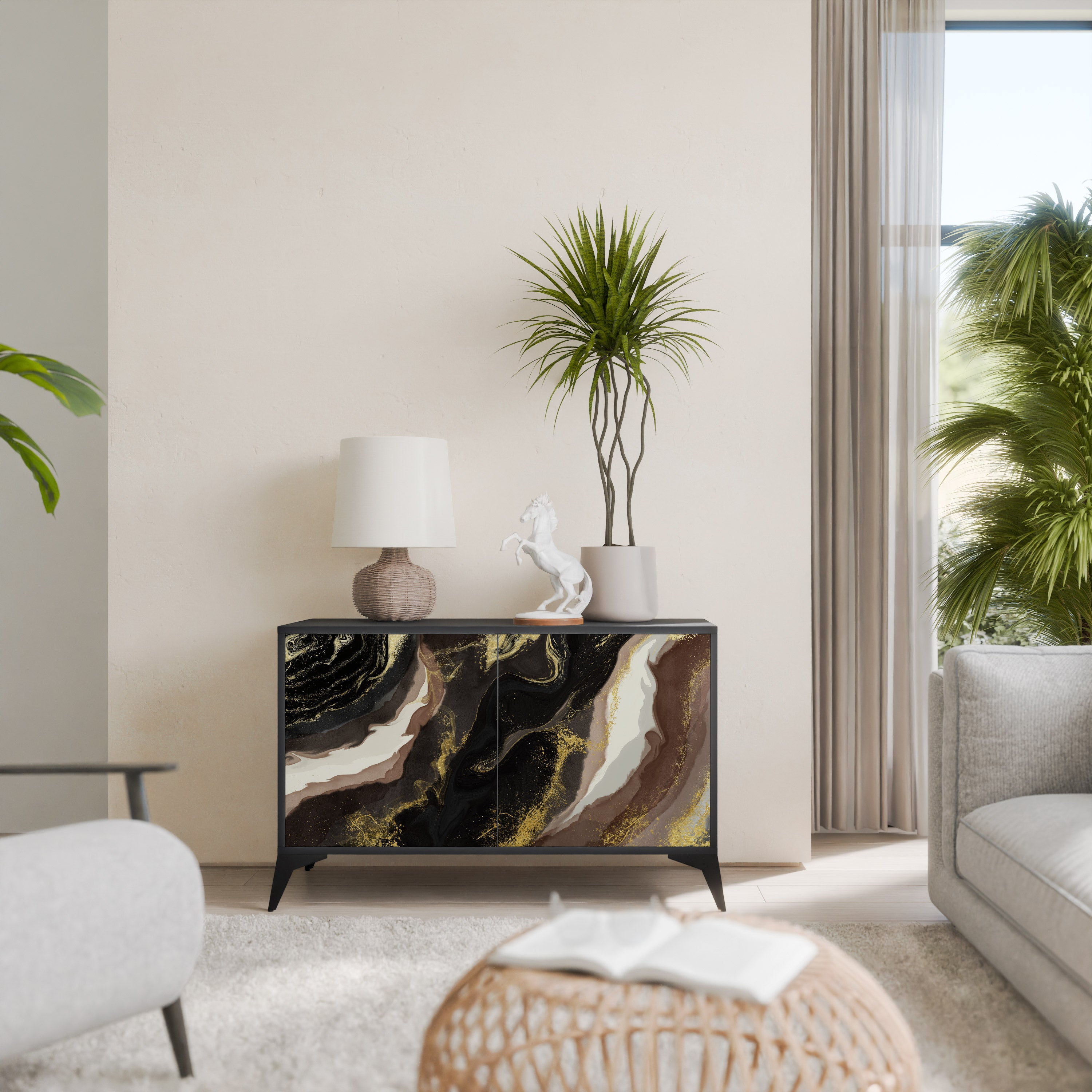 GOLD DUST 2-Door Sideboard in Black Finish