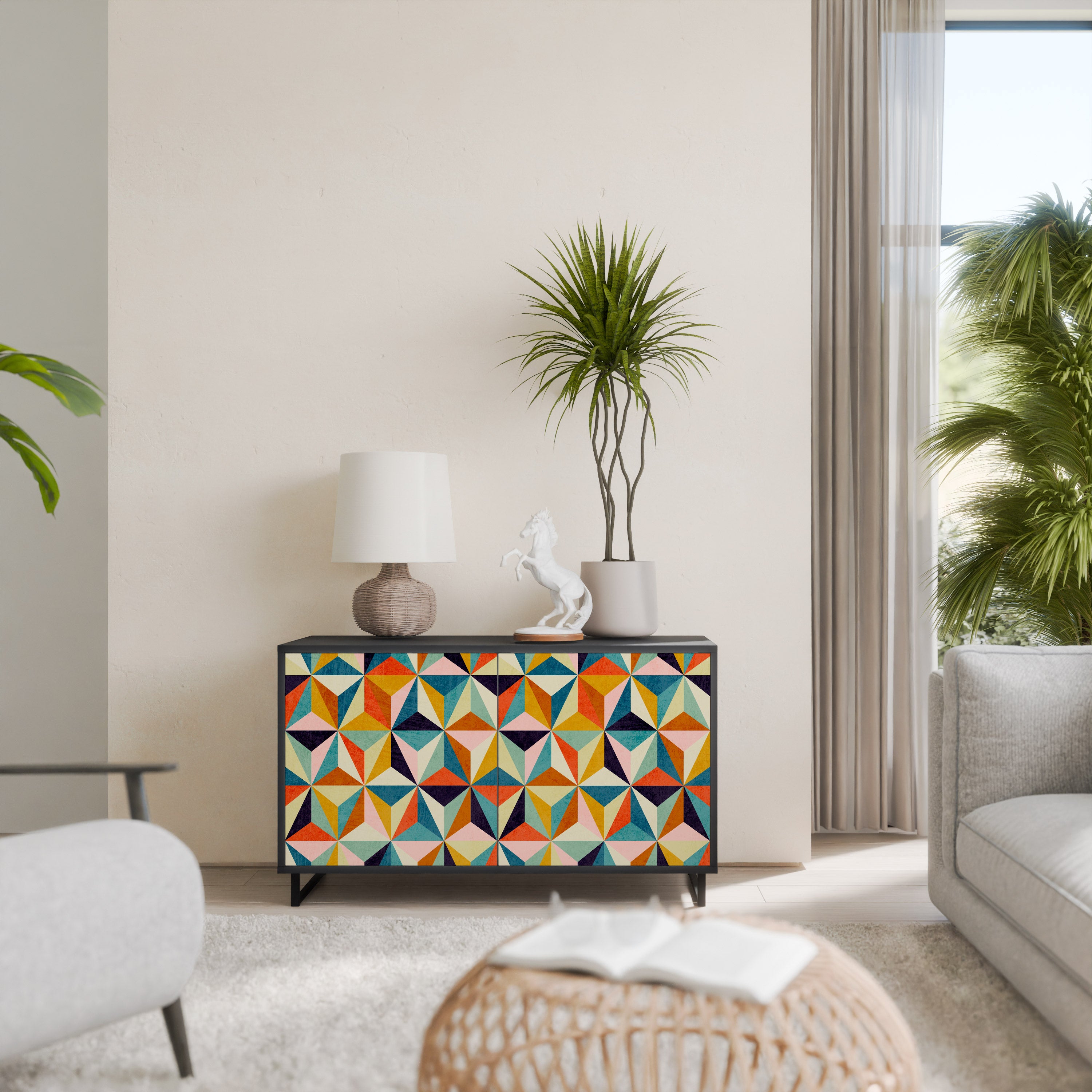 TESSELATE TREASURES 2-Door Sideboard in Black Finish