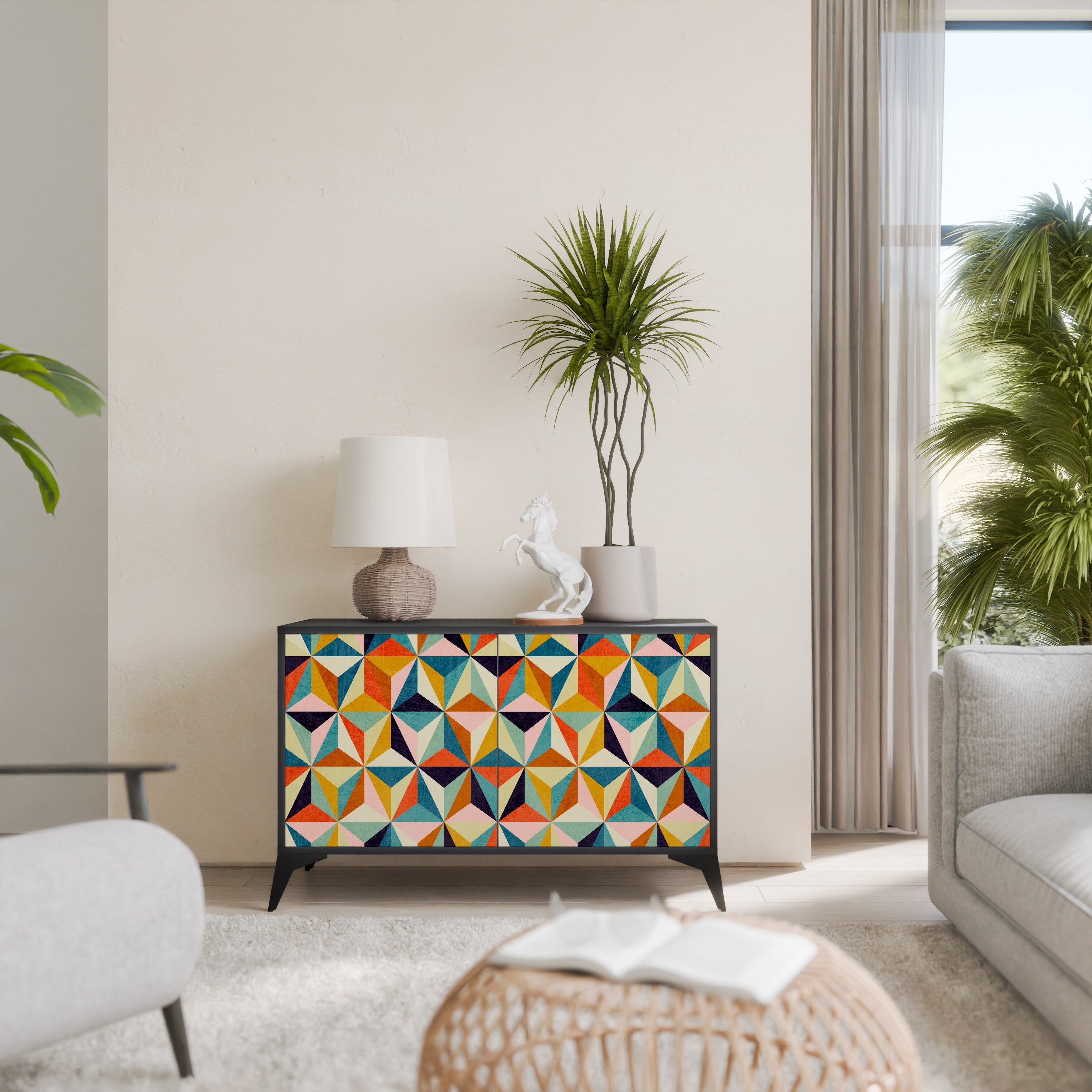 TESSELATE TREASURES 2-Door Sideboard in Black Finish