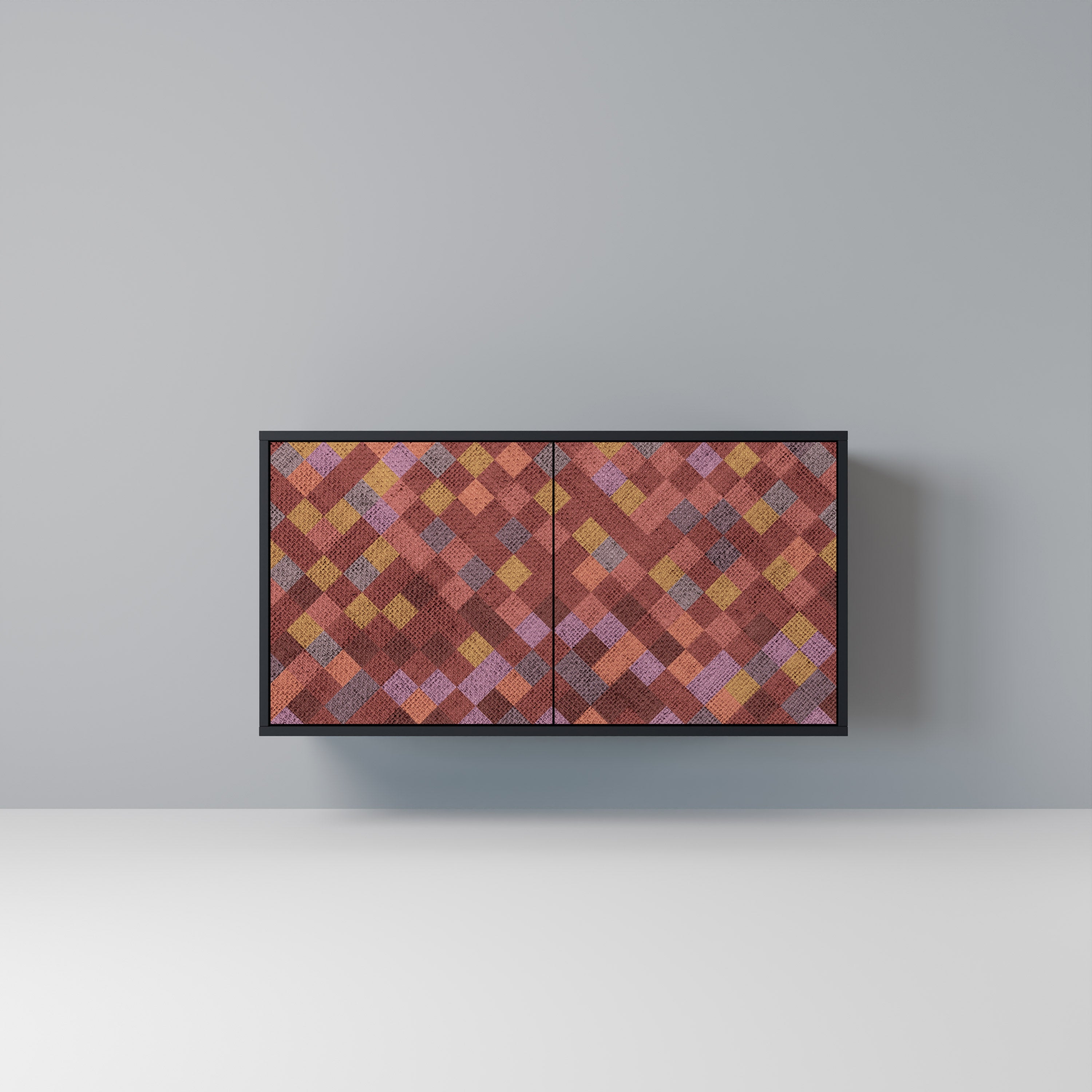 PAINTED SQUARES 2-Door Sideboard in Black Finish