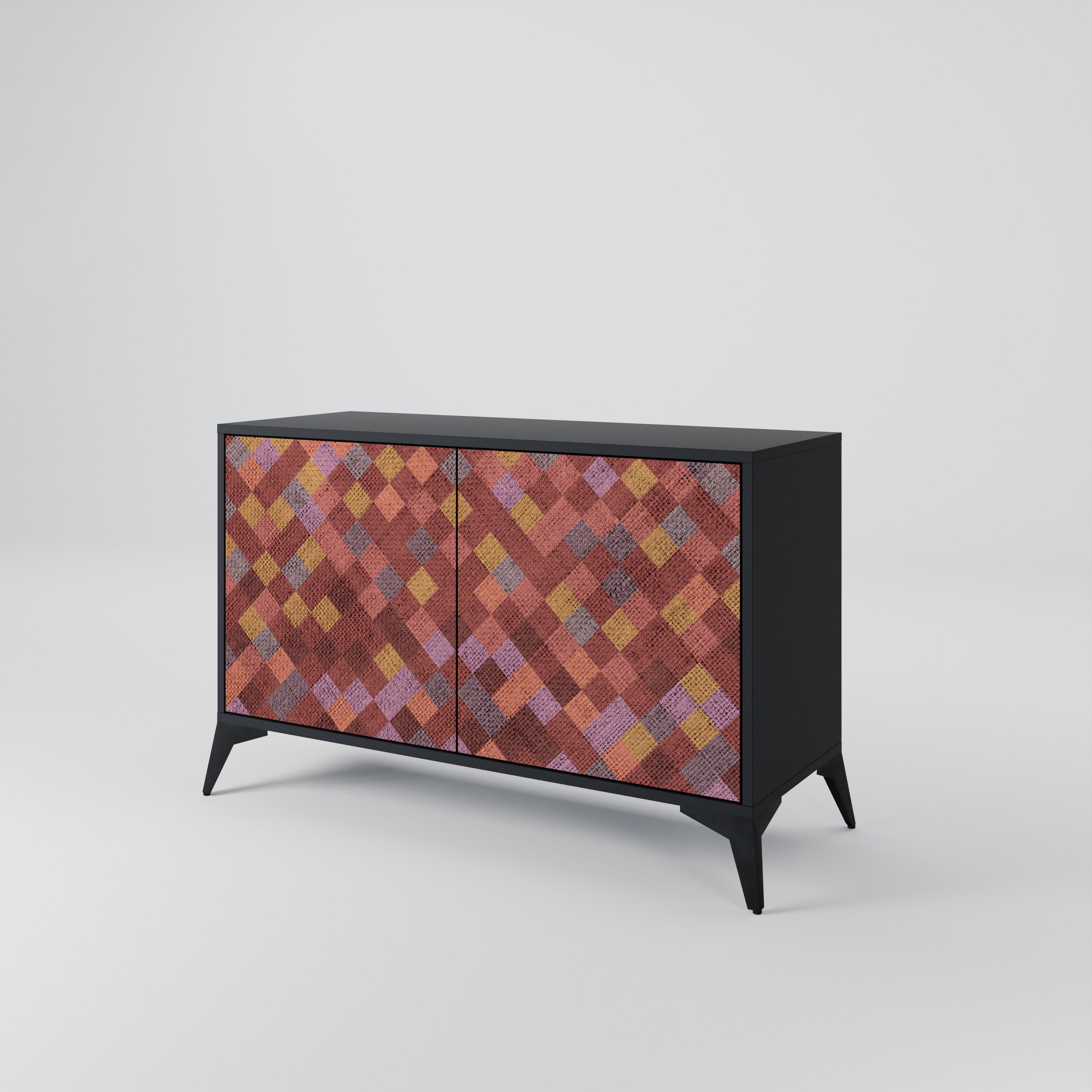 PAINTED SQUARES 2-Door Sideboard in Black Finish