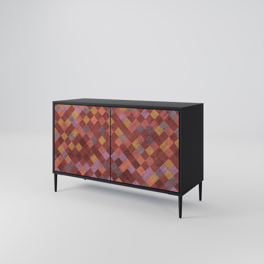 PAINTED SQUARES 2-Door Sideboard in Black Finish