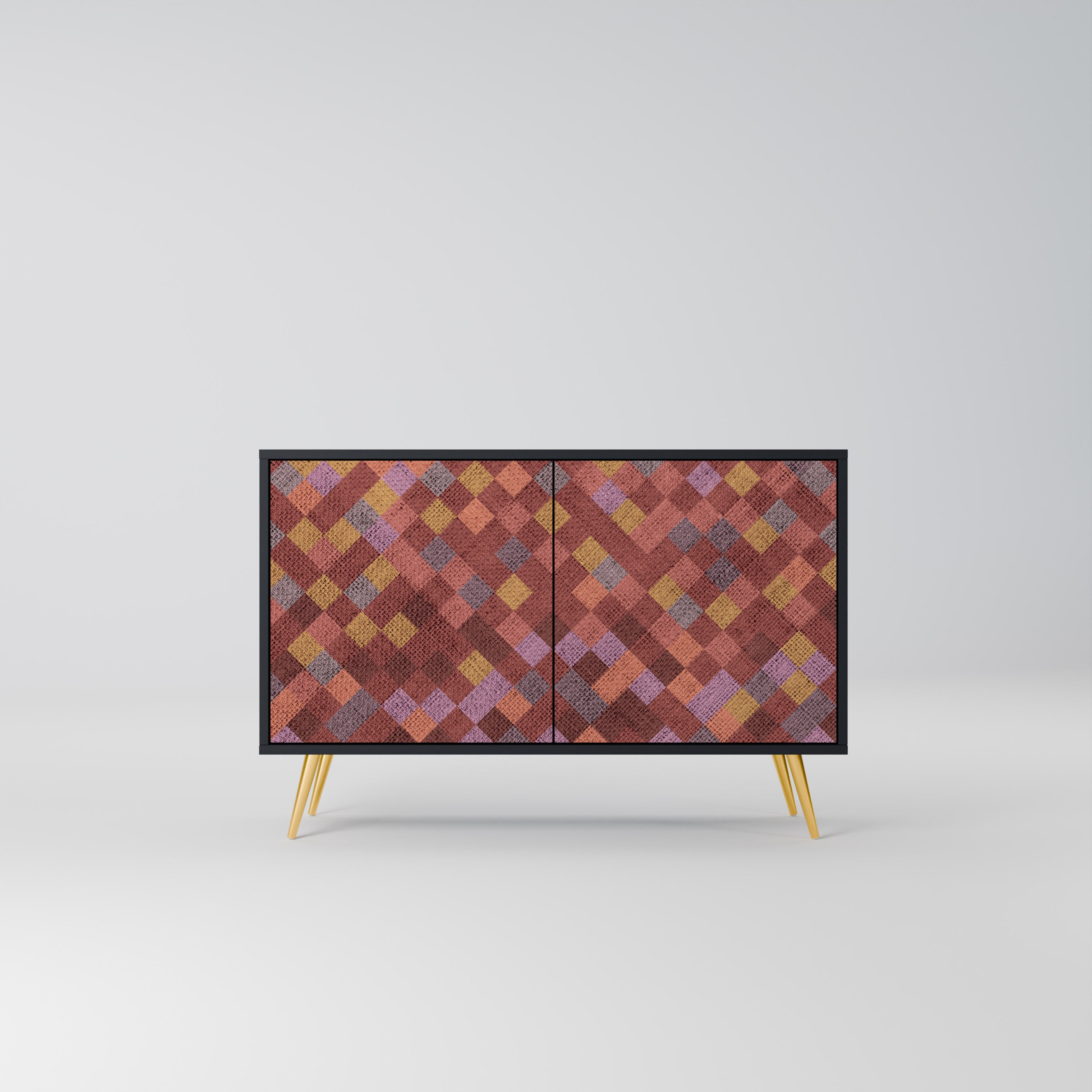 PAINTED SQUARES 2-Door Sideboard in Black Finish